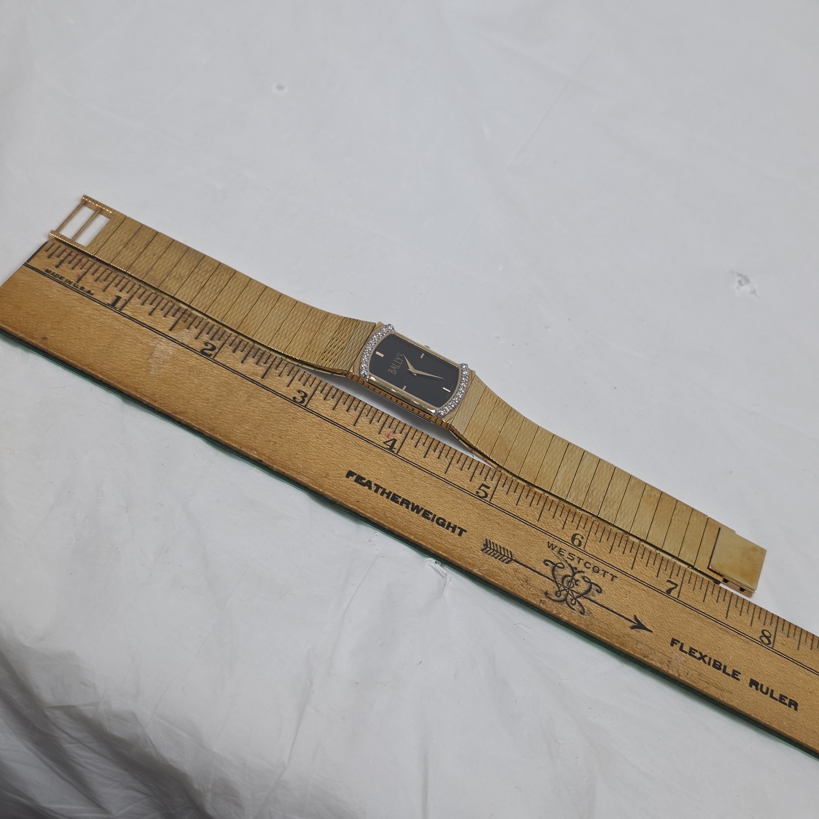 Vintage Bulova Tank Mens Watch Bally’s Advertising Diamond Gold Plated Italy