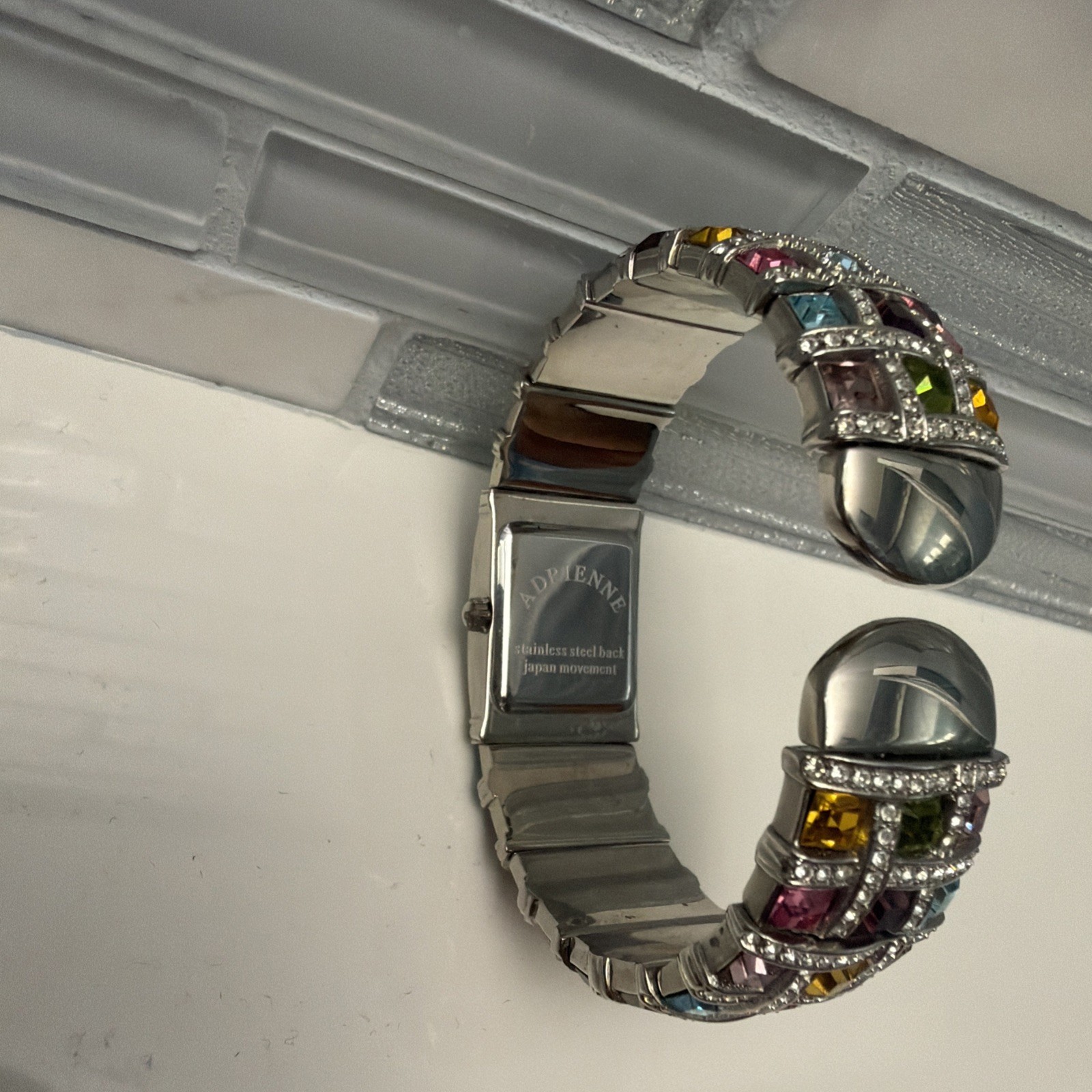 Adrienne Crystal Face w/multi Color Swarovski Crystals Stretch Bracelet Watch
