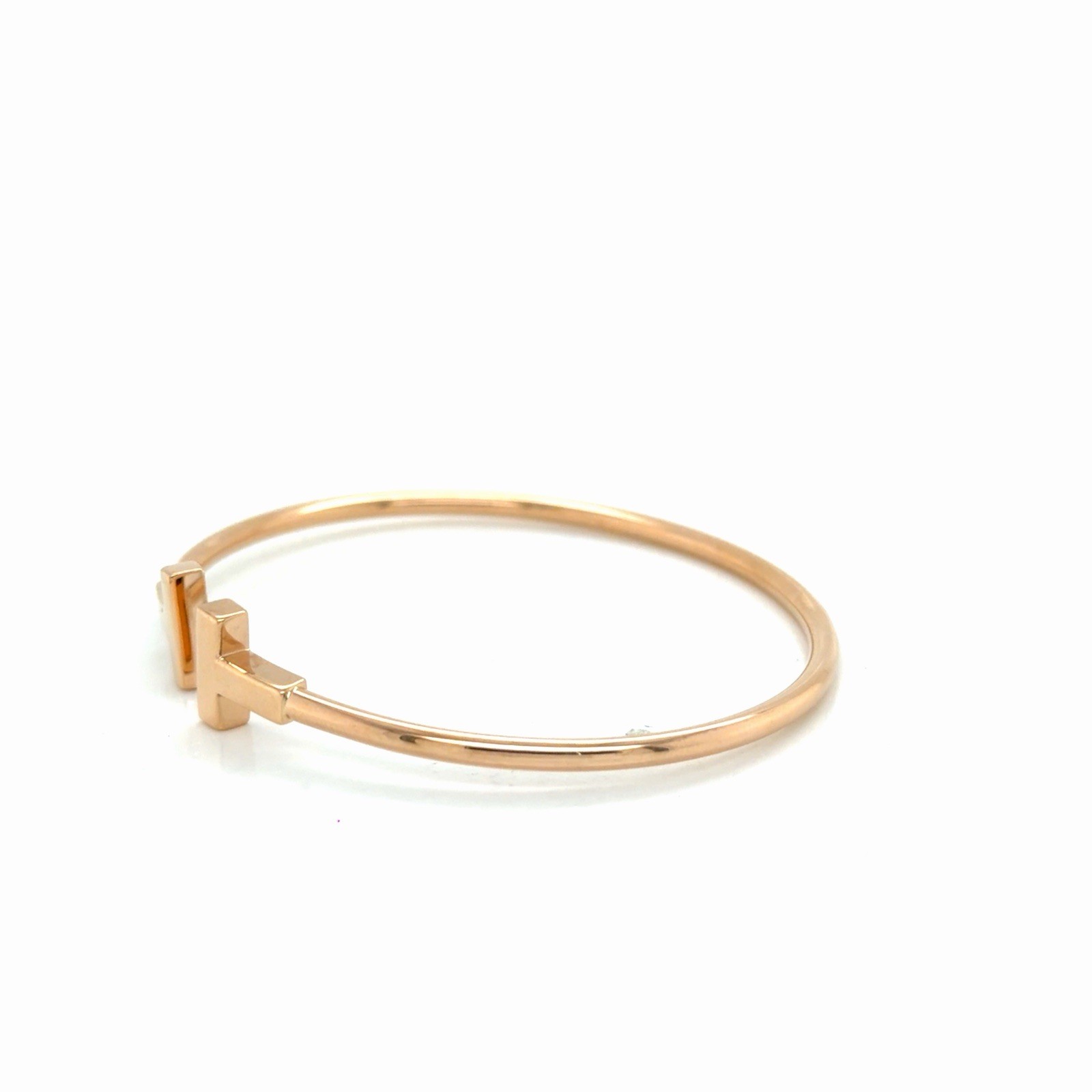 Tiffany & Co. T Wire Bracelet 18k Rose Gold Size Medium 6.25 in