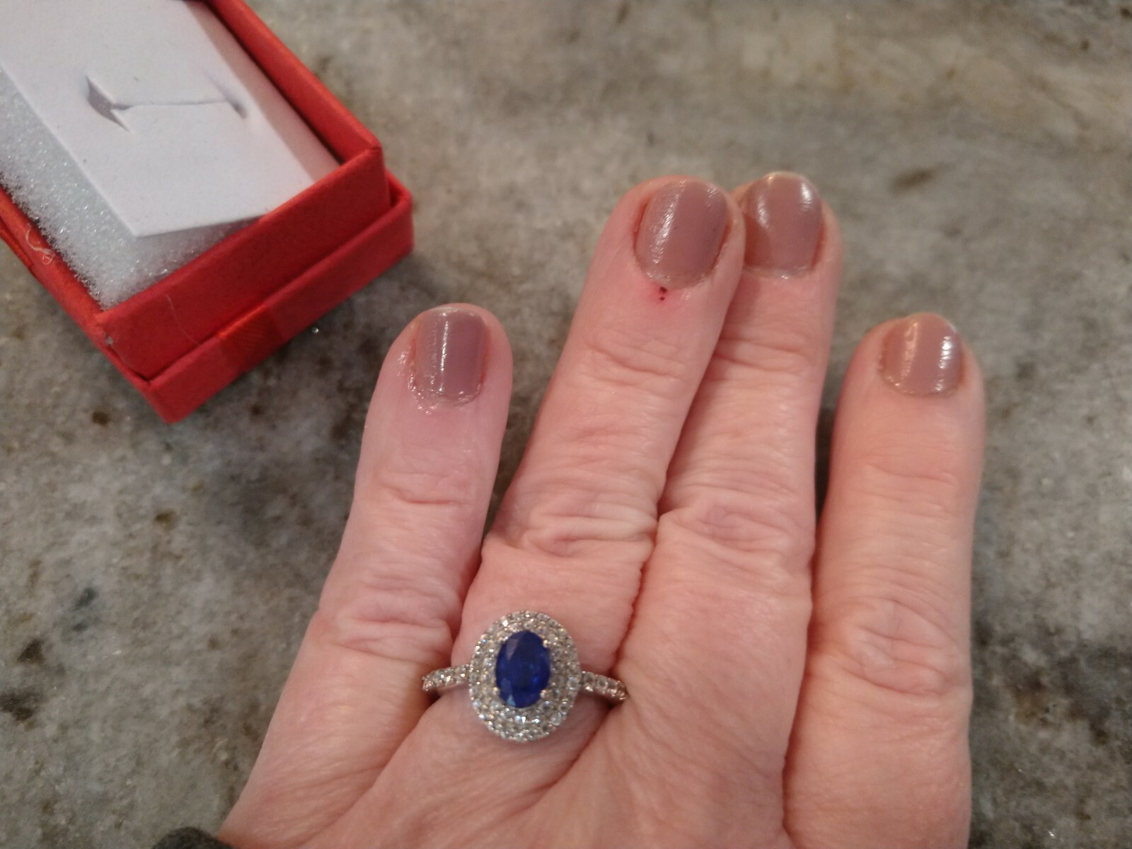 Regal/Elegant 1.60 TCW Diffused BlueSpinel, ZirconDoubleHaloRing/Plat/SS,sz 7,
