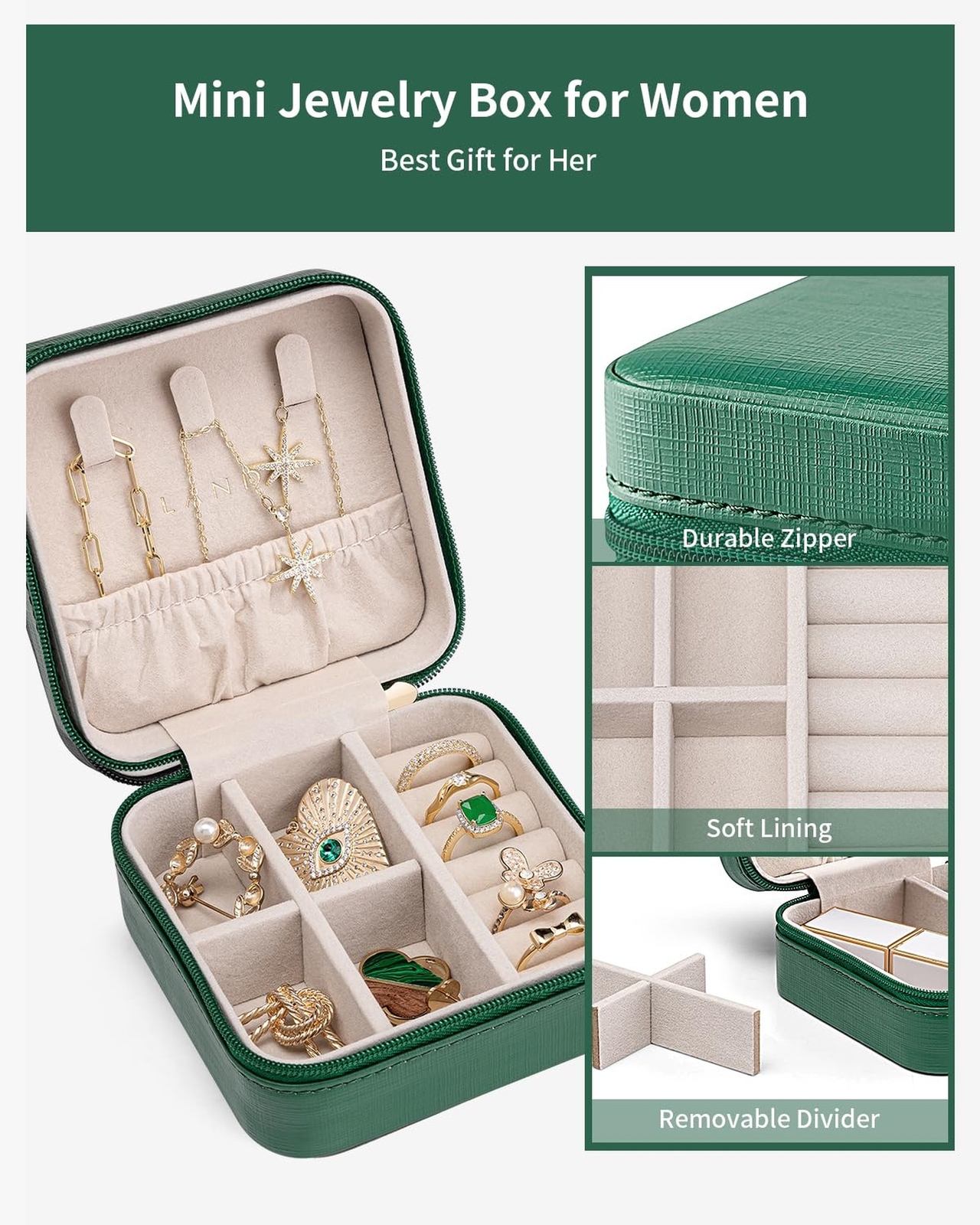 Vlando Small Travel Jewelry Box Organizer – Girls Women Gift Rings Earrings N…