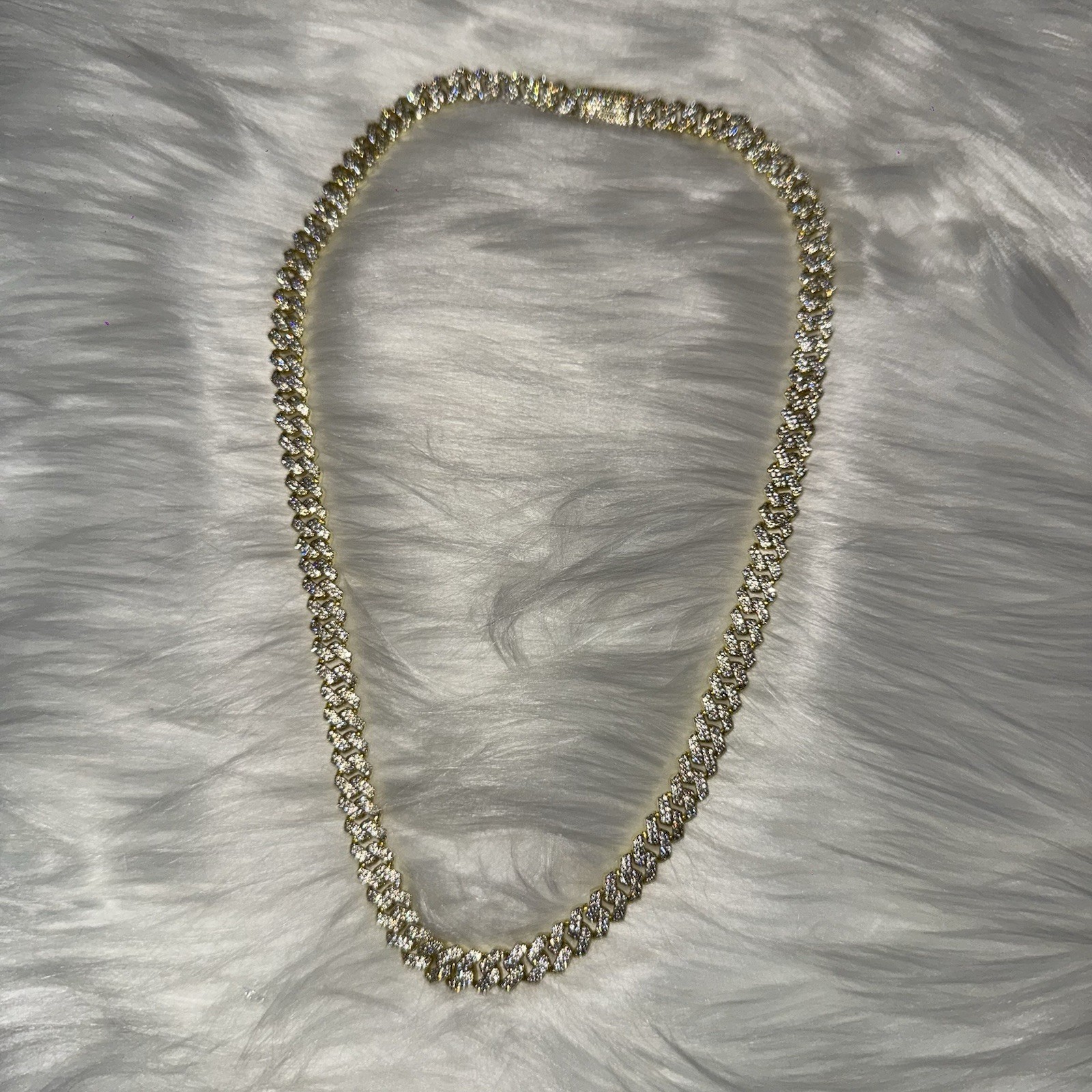 Iced out Moissanite Cuban Link Chain Necklace 20inch, 8.4mm, 14K Stamped