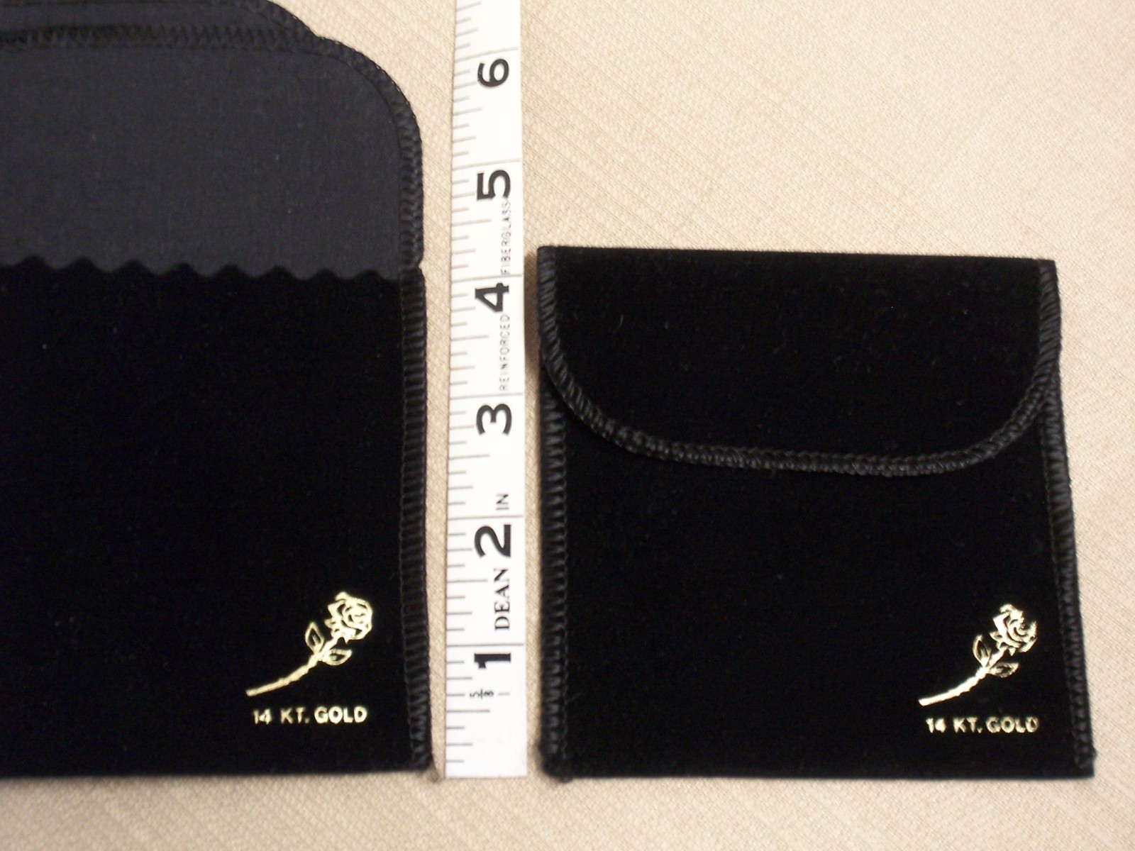 Mini velvet jewelry/compact/gift pouch bags-black-gold rose logo-open top-7 pc