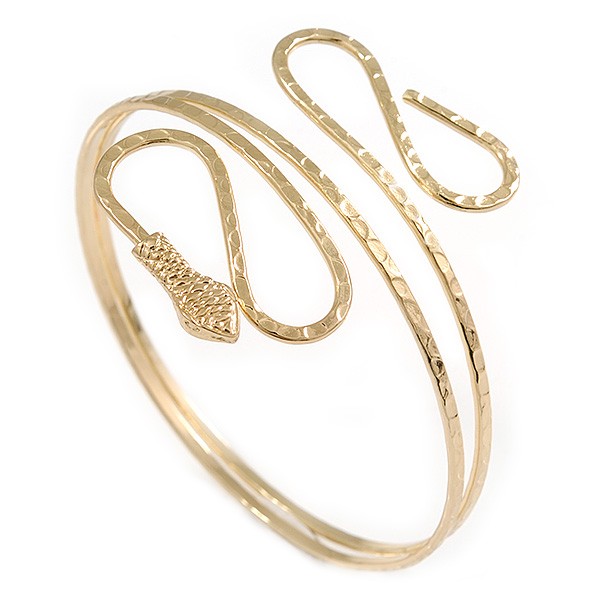 Hammered Snake Upper Arm, Armlet Bracelet In Gold Tone/ up to 28cm