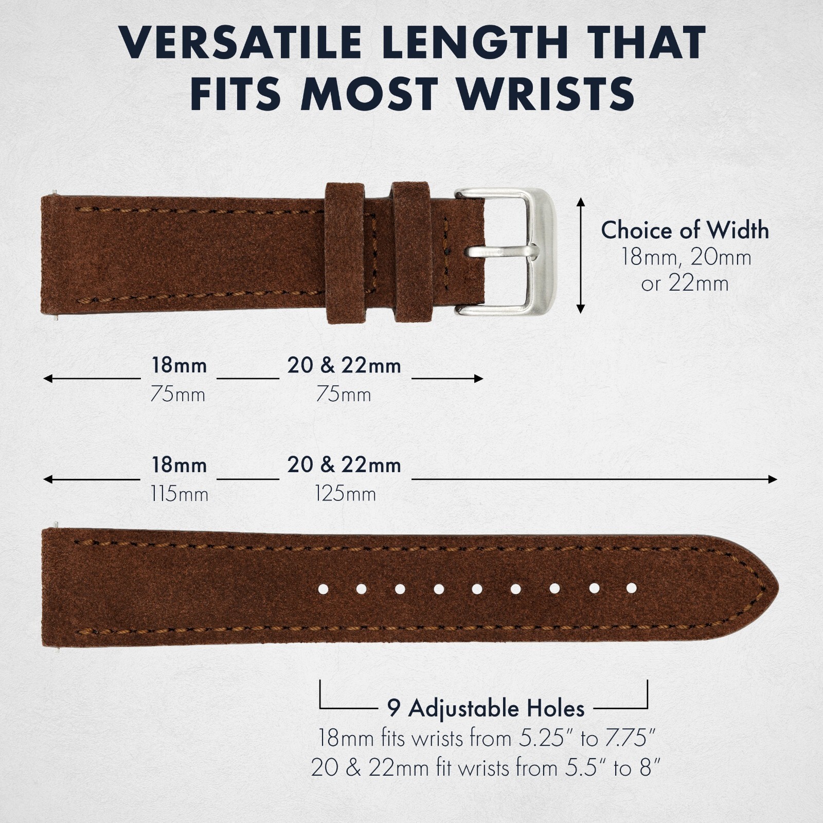 Suede Quick Release Watch Band – Dark Brown – 18, 20 or 22mm