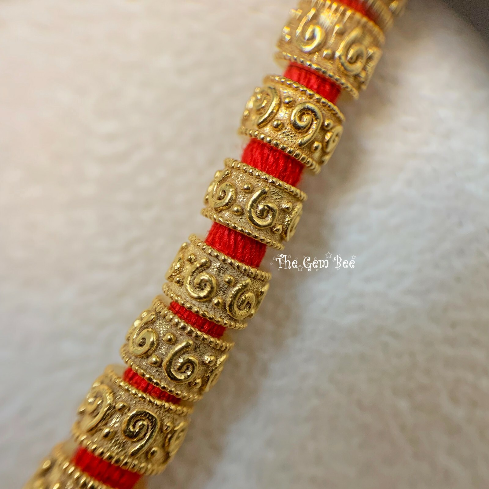 14k Solid Yellow Gold 5mm Fancy Spacer Finding Bead 3mm Large Hole
