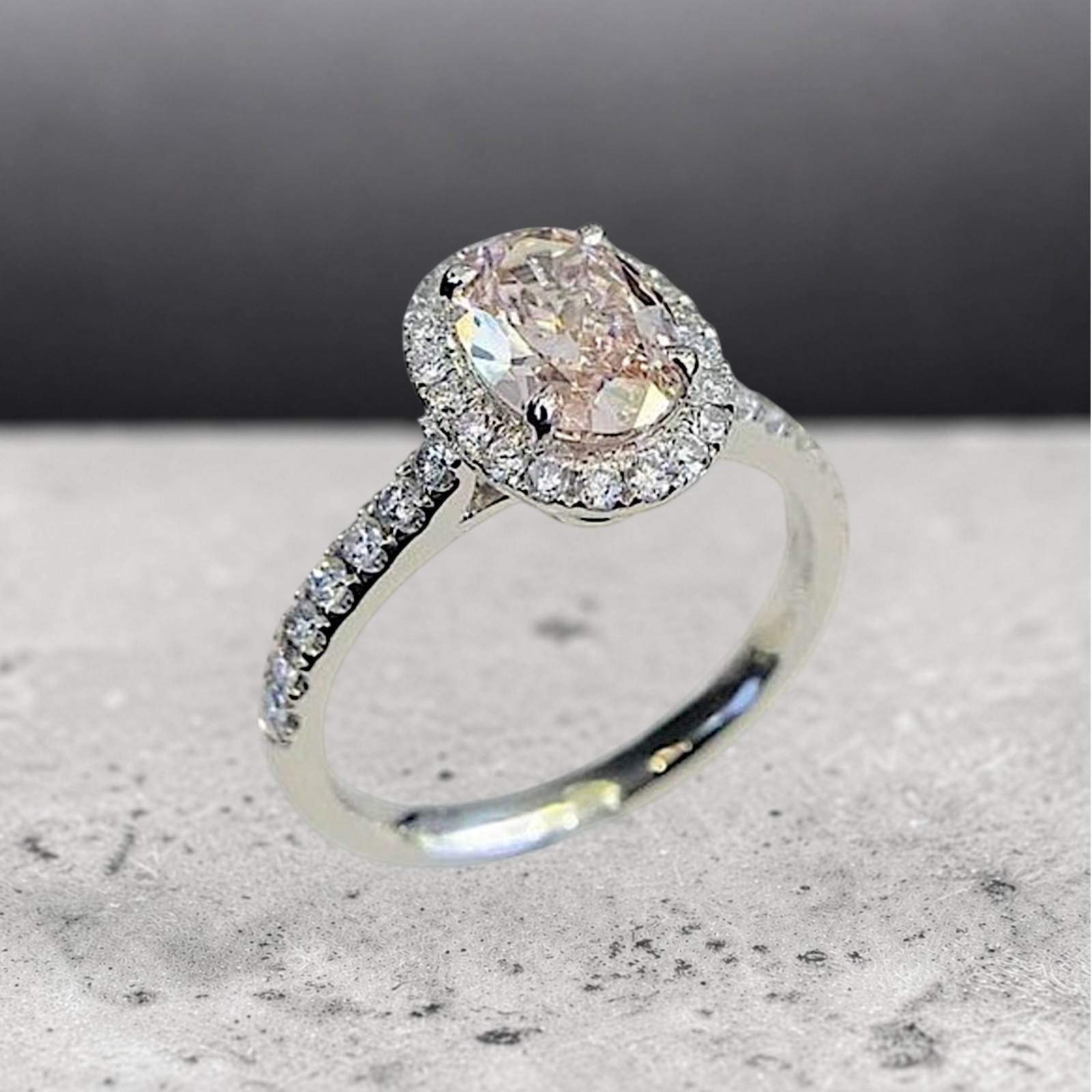 IGI Lab Created Diamond Ring Fancy Intense Pink 2.75 Carat Oval Cut 950 Platinum