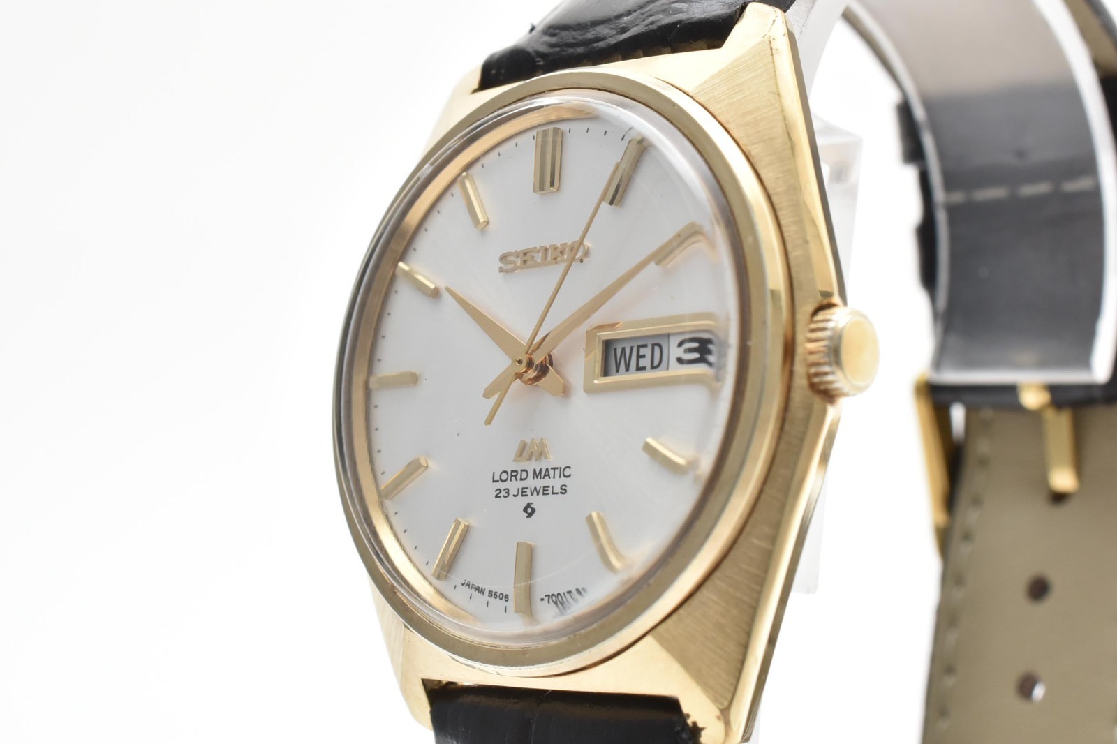 [N MINT ] Vintage SEIKO Lord Matic 5606-7000 Gold 1969 Automatic New Strap