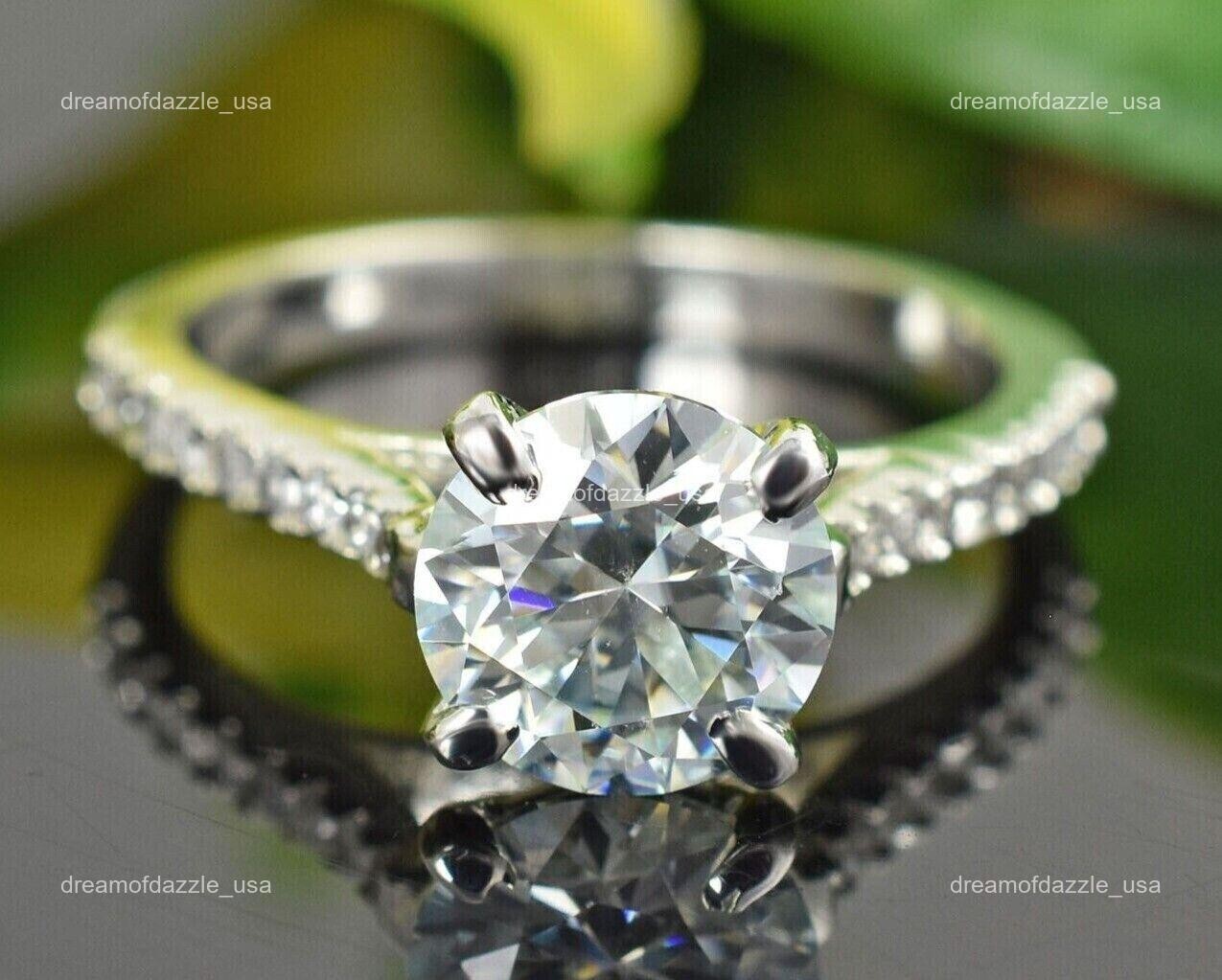 Diamond Resilient Lady Solitaire with Accents Sister Ring Jewelry 14K White Gold