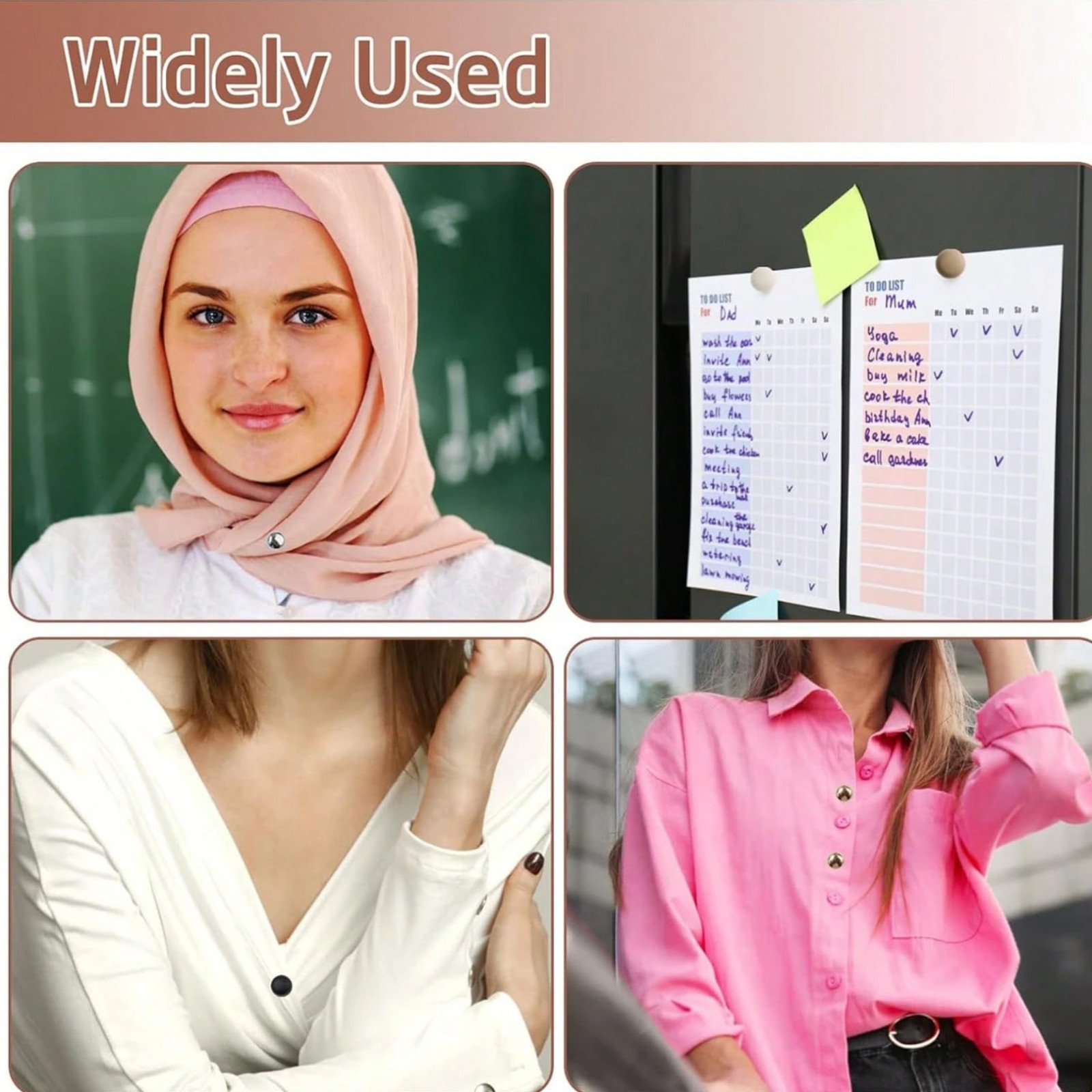 2/8pair Brooches Magnetic Classic Round Shiny Matt Stable Scarf Clips Hijab Pin