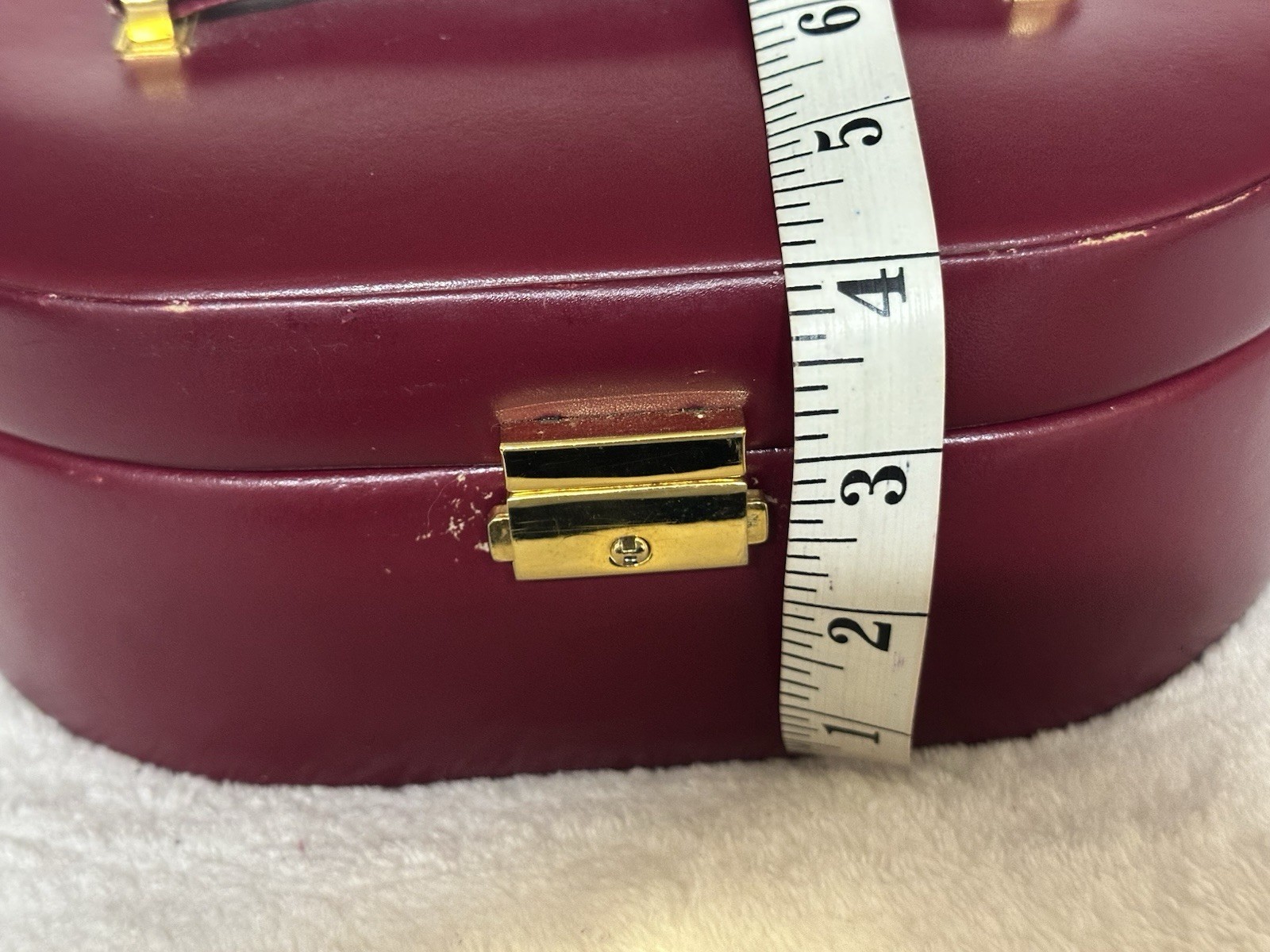Burnt Red Faux Leather Jewelry Box w/ Velvet Lining &Multiple Compartments