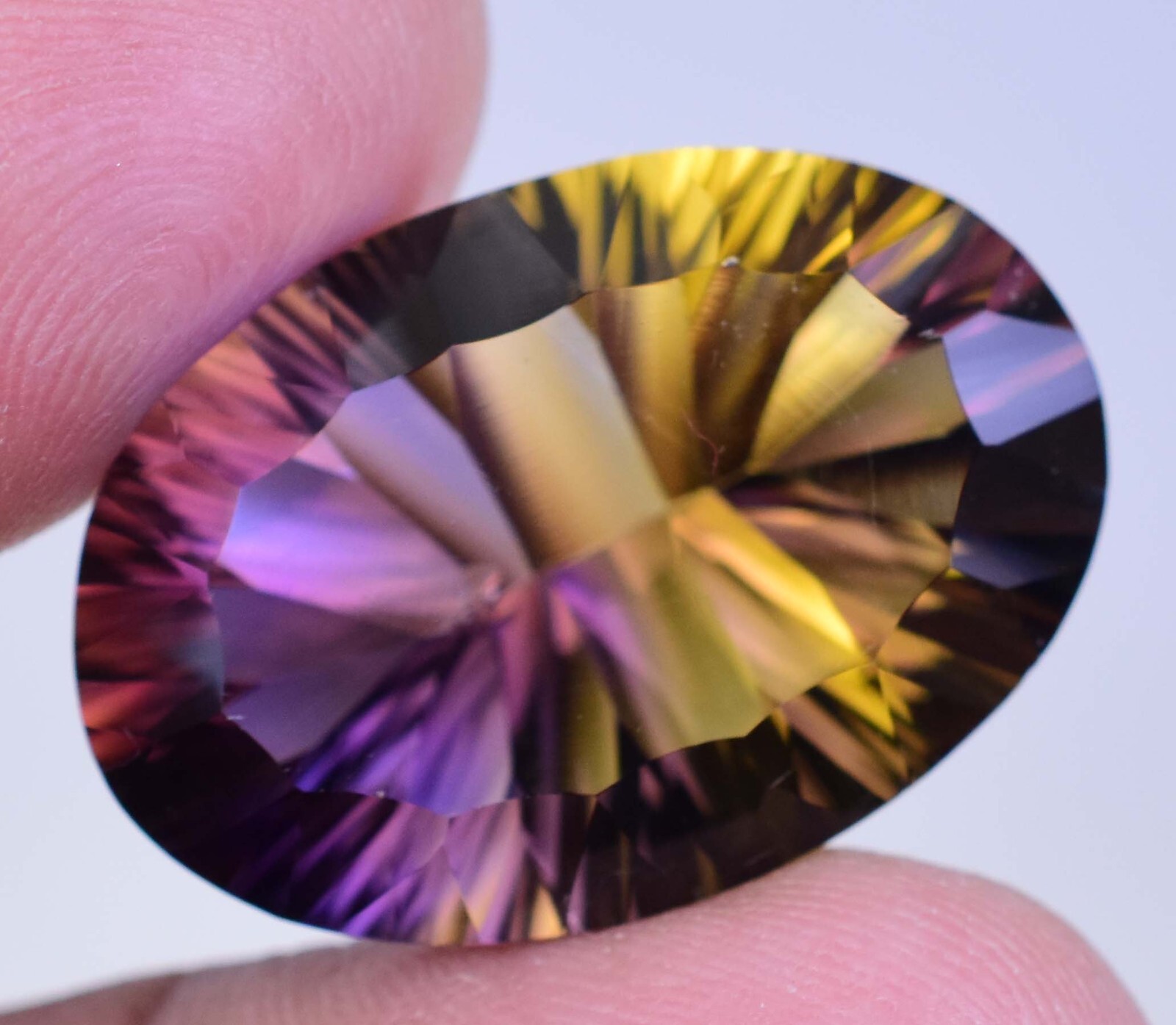 Flawless Natural Bi-Color Ametrine 25.05 Ct Oval Certified Untreated Gemstone