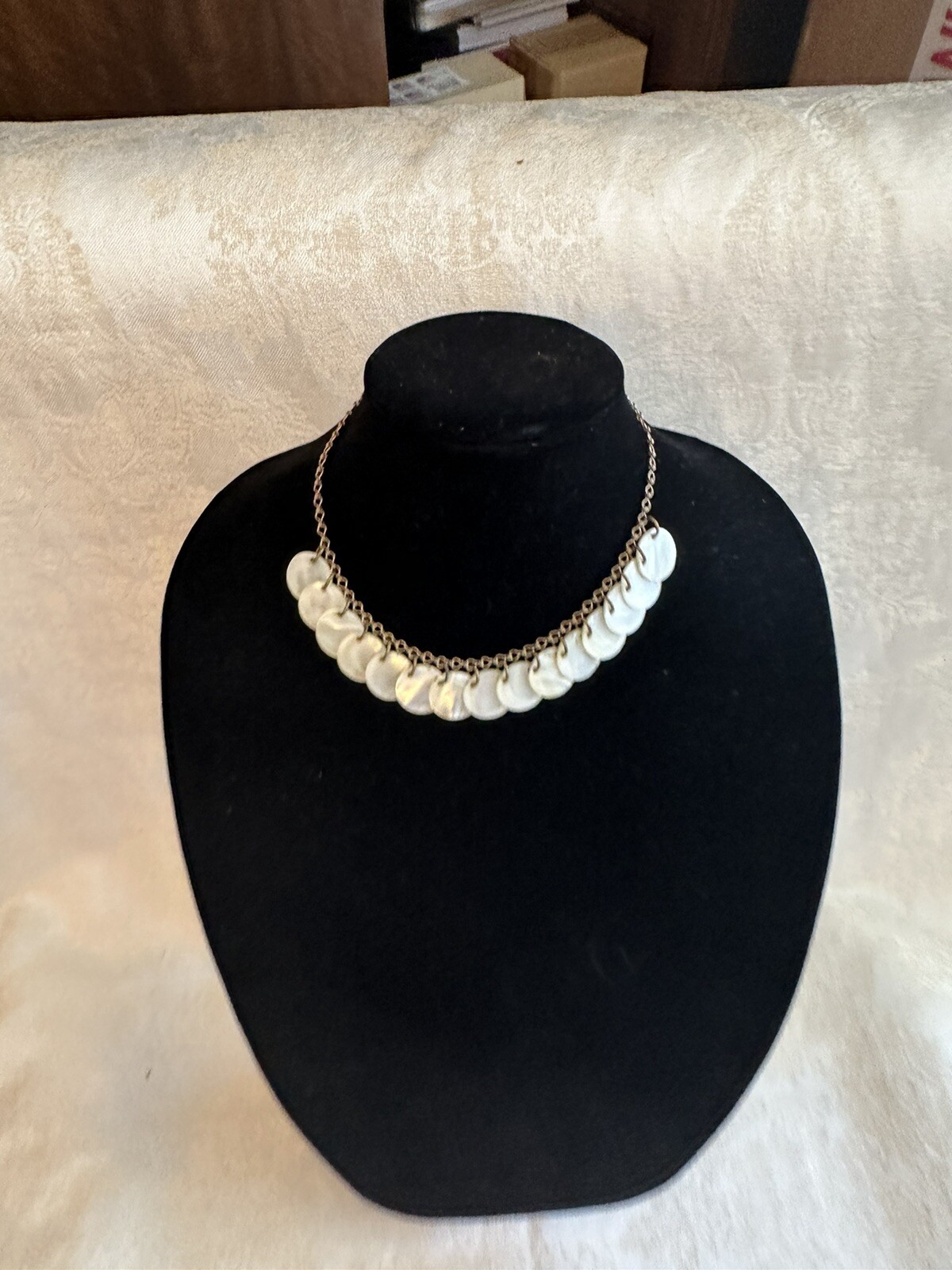 Vintage Mother of Pearl MOP Disc Button Choker Necklace – Circa 1940s Artisan