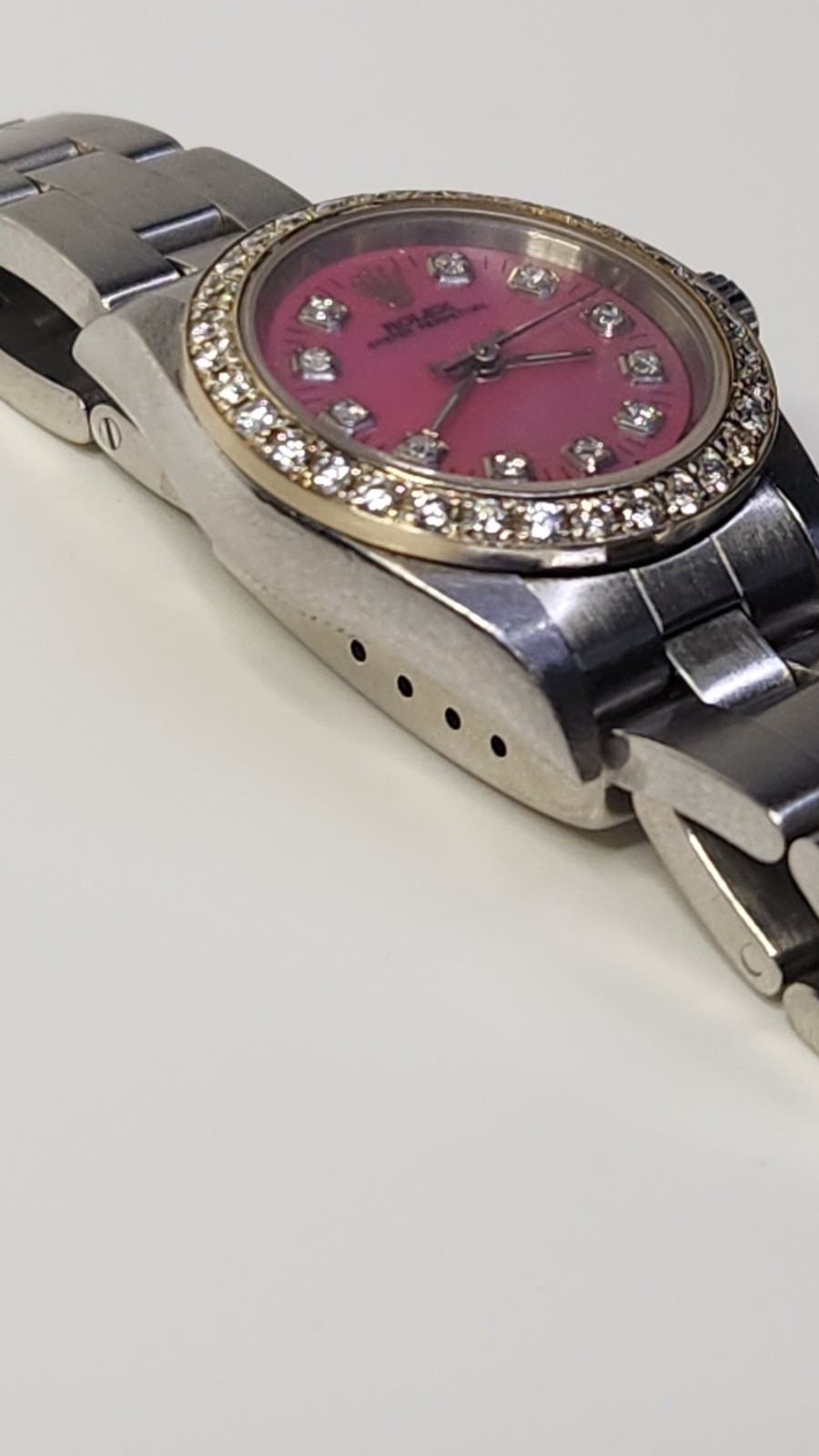 2000 Rolex Oyster Perpetual 76030 Ladies Watch 24mm SS Diamond Bezel