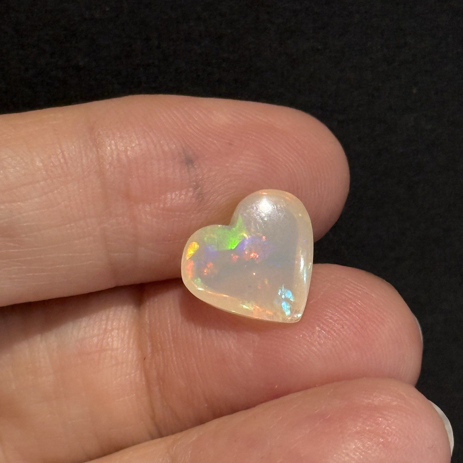 3.7ct 12.5×11.8×6.2mm Colorful Fine Pin Fire Heart Ethiopian Welo Opal Ring Gem