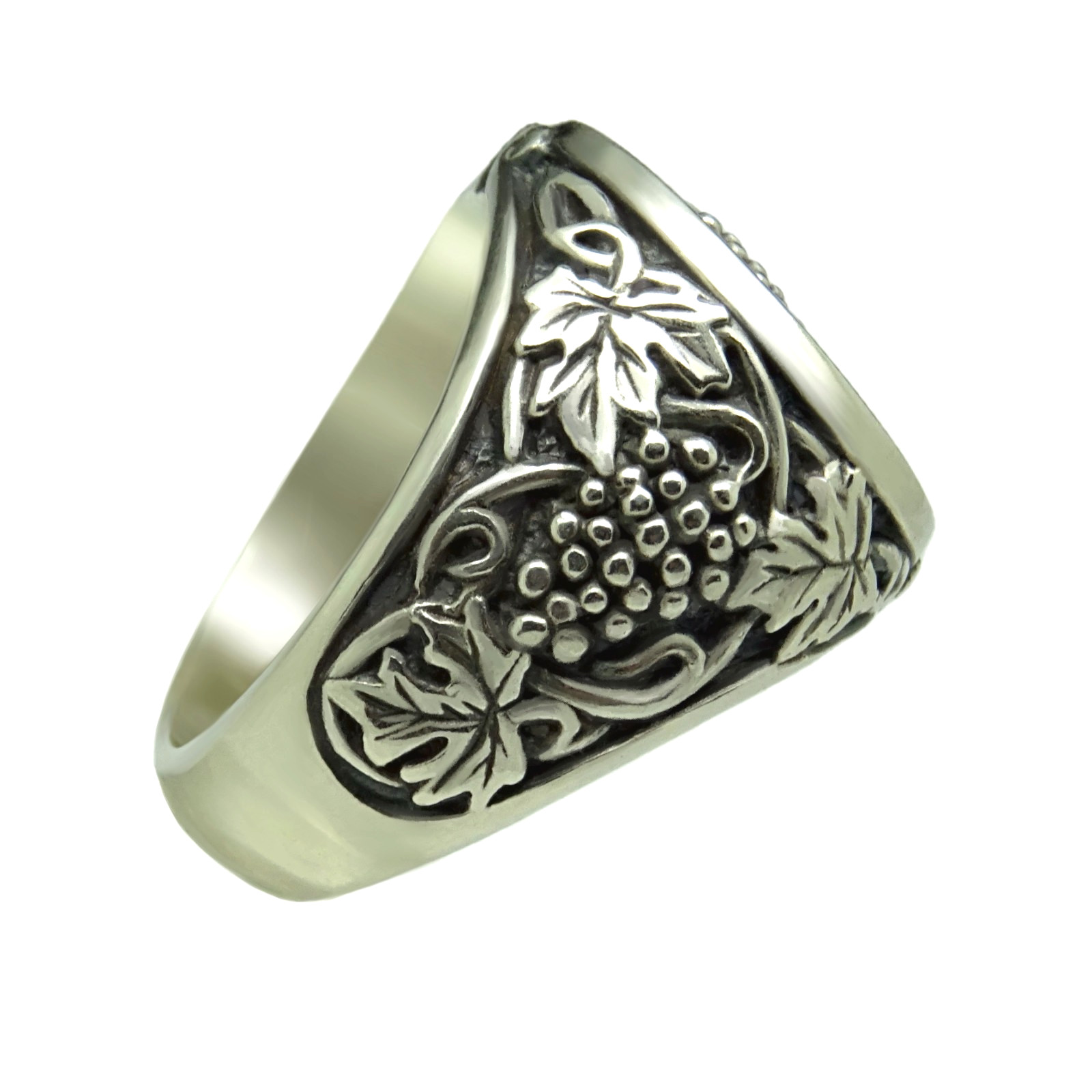 Sommelier Silver 925 Men Ring Dionysus Bacchus Wine God Signet Mythology Jewelry