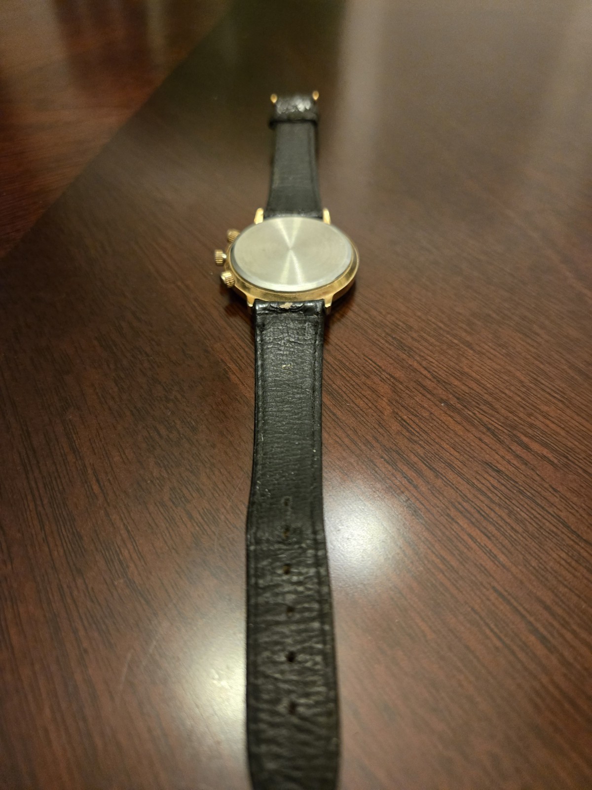 Carlton Quartz Moon & Sun Phase Date Gold Watch White Dial Black Leather Strap