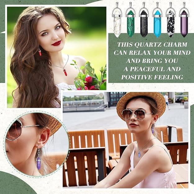 150 Pieces Healing Crystals Earrings for Women Quartz Stone Pendants Necklace He
