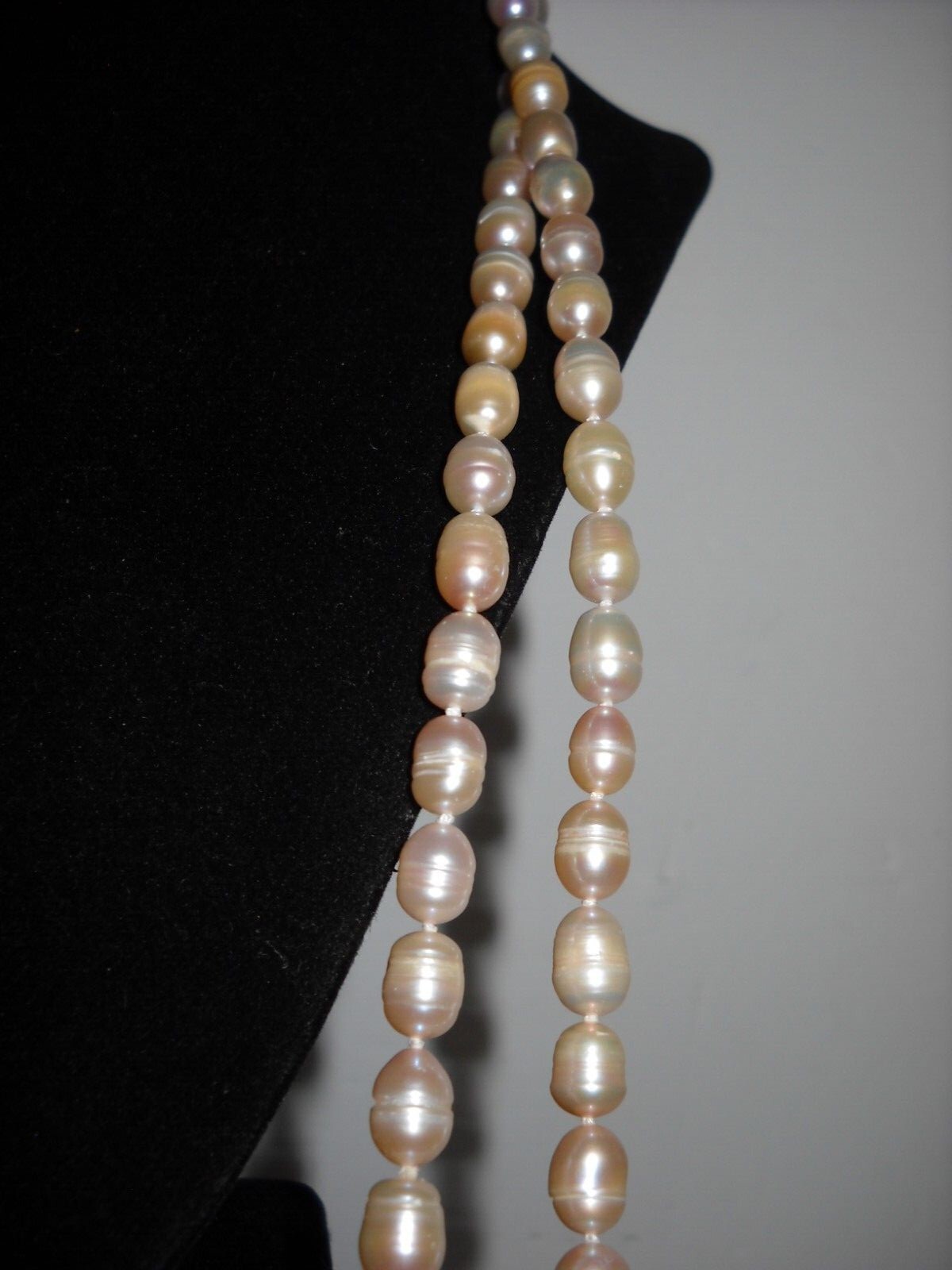 New 66″ Pale Pink Ringed Freshwater Pearls 8.4mm x 6.8mm Necklace Gift Idea #201