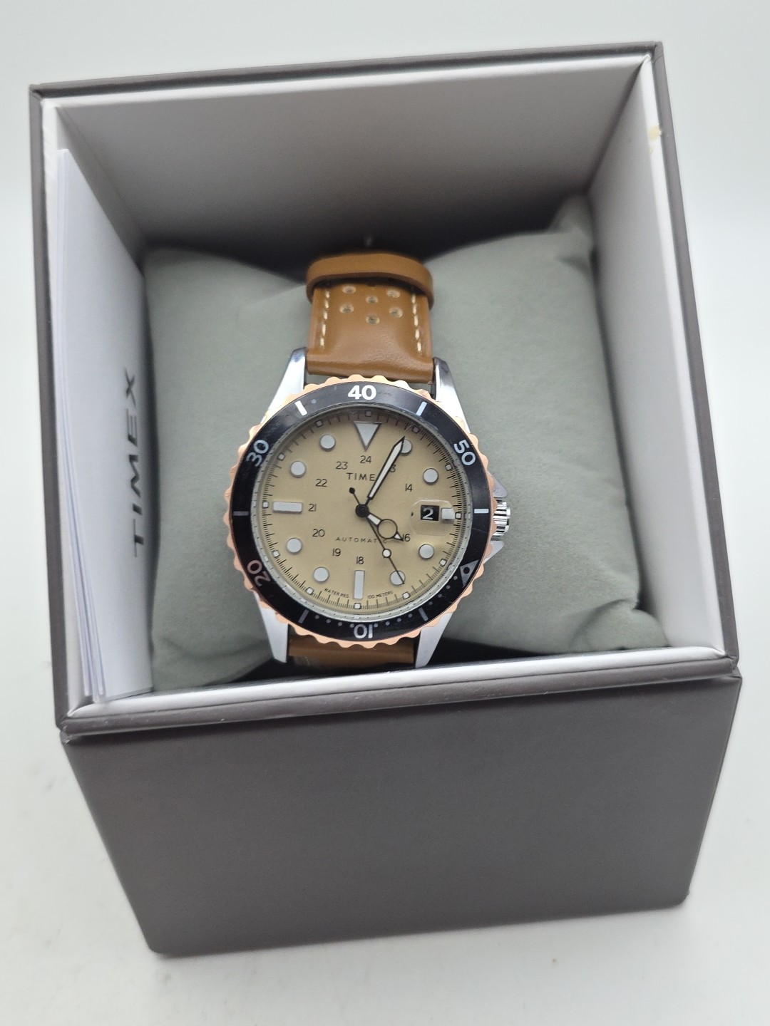 Timex watch Automatic The Navy XL Collection Brown Strap In Box And Manual