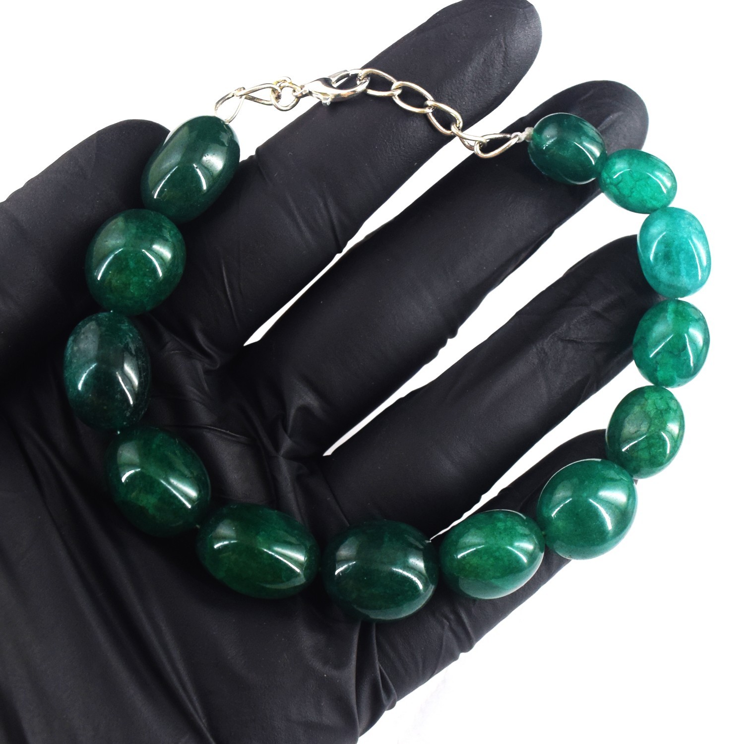 World Class Gorgeous Green Onyx 190.00 Cts Stunning Beaded Bracelet RK 30 E778