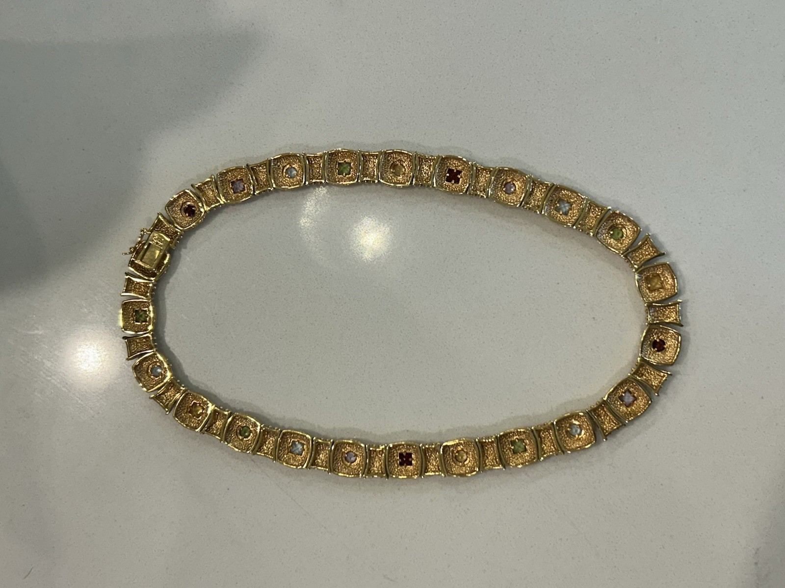 Veronese Etruscan Gold Vermeil Sterling Multi Stone Choker 925