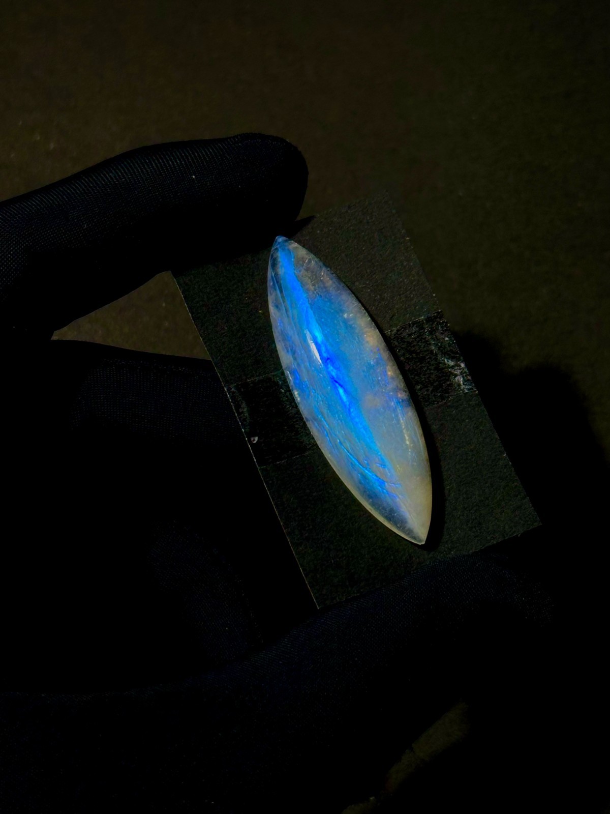 Rainbow Moonstone Cabochon, Blue Fire Moonstone, 14x36mm, Jewelry Making Stone