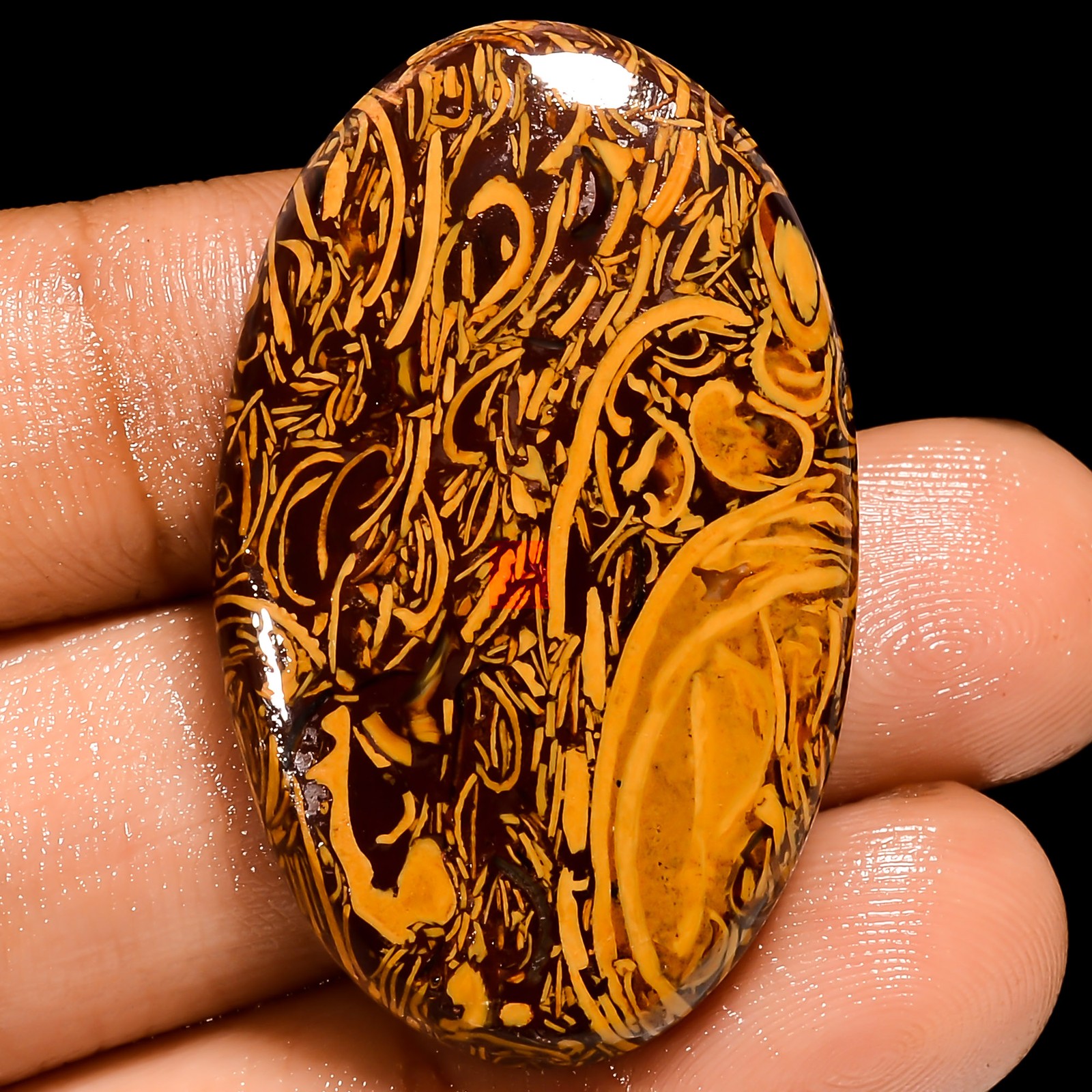 100% Natural Mariam Jasper Oval Shape Cabochon Gemstone 43 Ct 36X22X6mm GC-42366