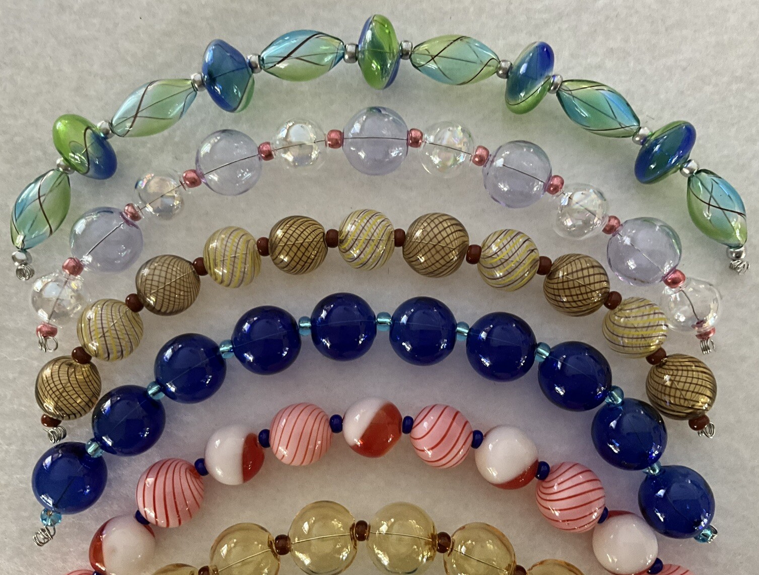 New Handblown LampWork Glass Bead Lot 12-18mm/8 Strands