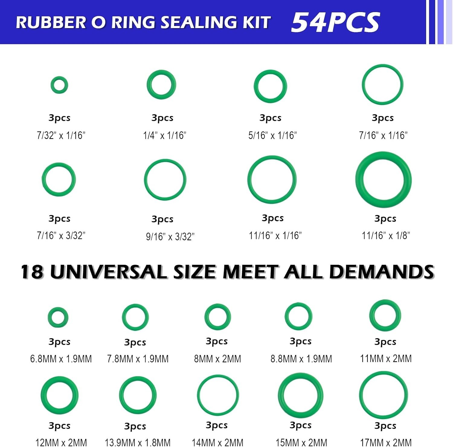 139PCS AC O Ring Kit Contains 30 Sizes,Durable A/C O Ring Assortment Kit with…