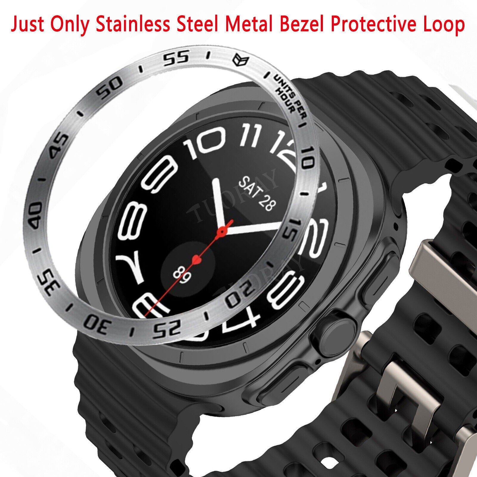 For Samsung Galaxy Watch Ultra 47mm Metal Cover Bezel Ring Frame Protector Case