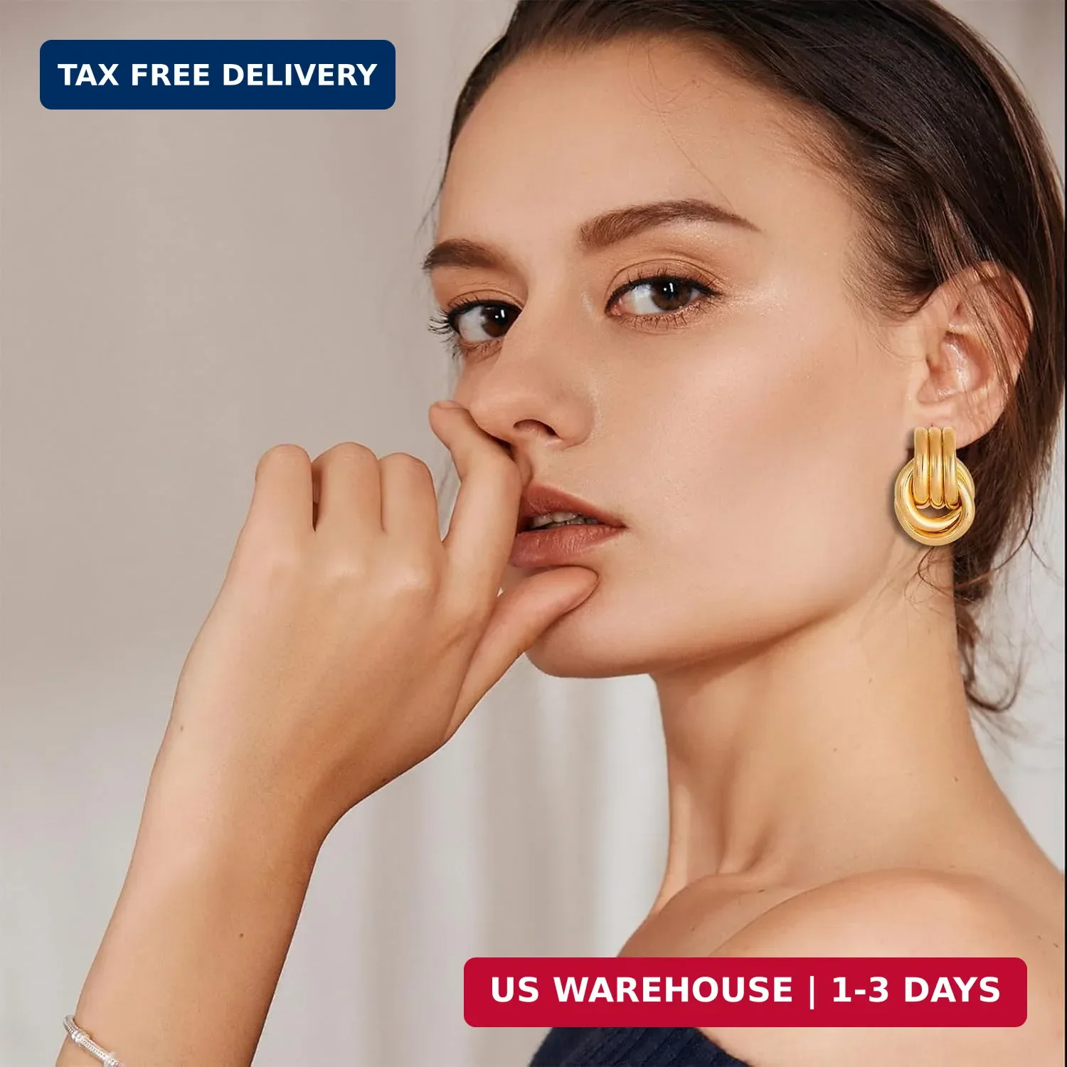 14K Gold Silver Knot Earrings for Women Heart Link Drop Dangle Earring Chunky St