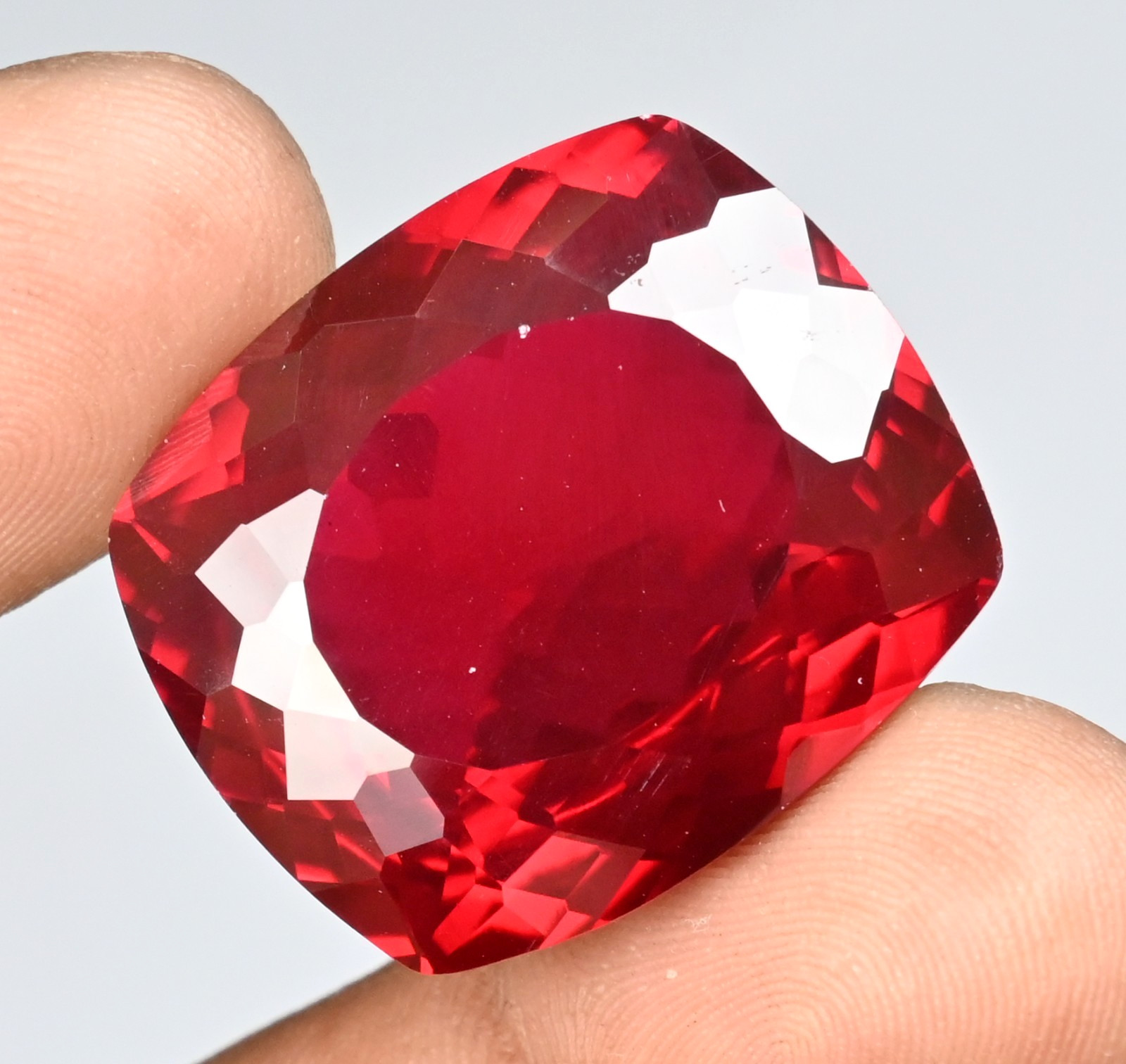79.55 Ct Natural Flawless Mozambique Blood Red Ruby Cushion Certified Gemstone