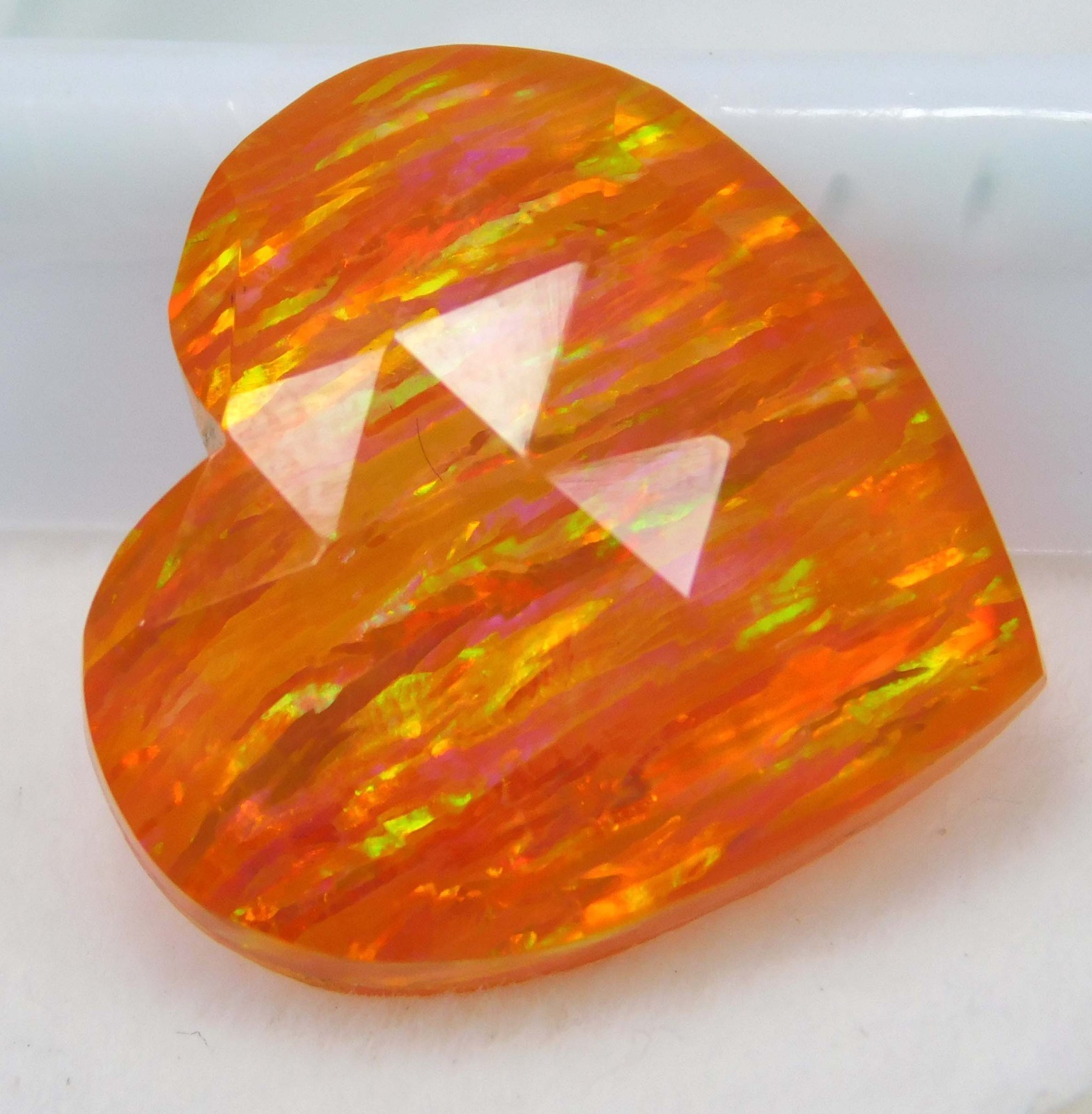 Certified 8.15 Ct Natural Mexican Fire Opal Rainbow Color Heart Cut Gemstone