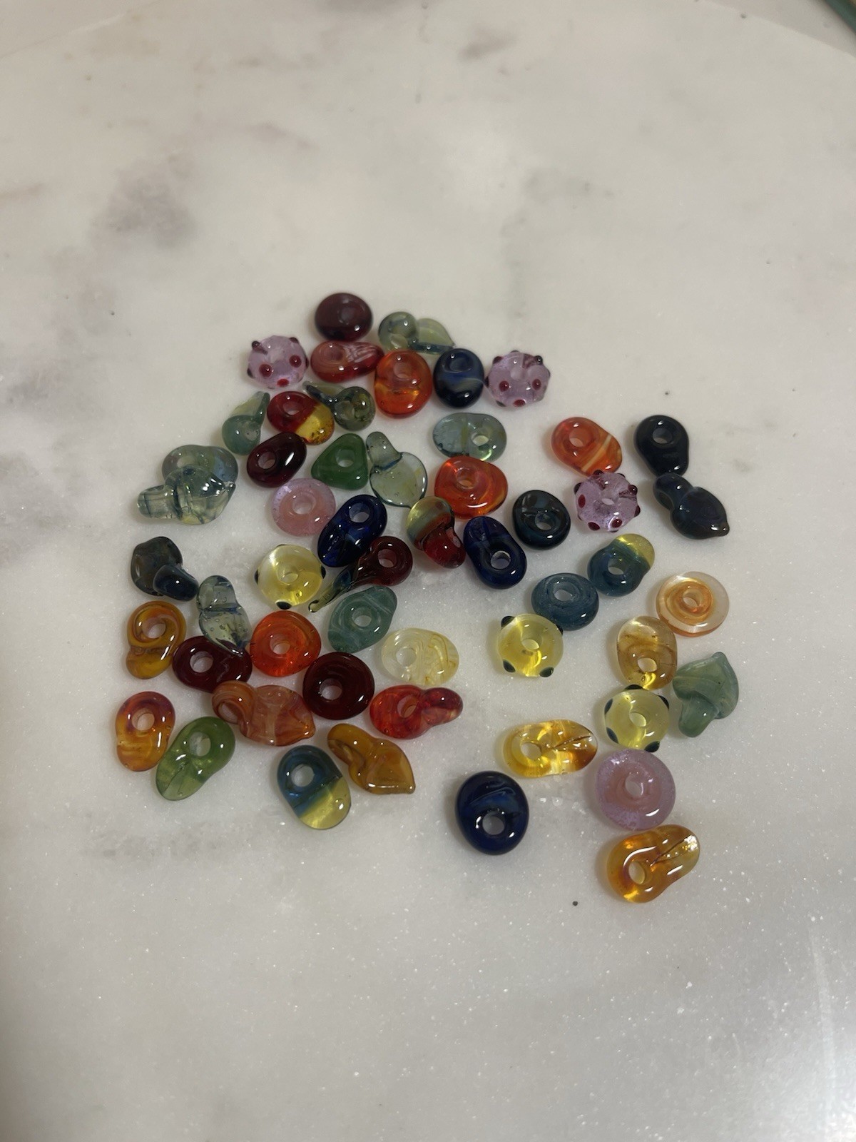 Handmade Lampwork Glass Beads Mixed Lot Artisan Donut Drop Leaf Colorful
