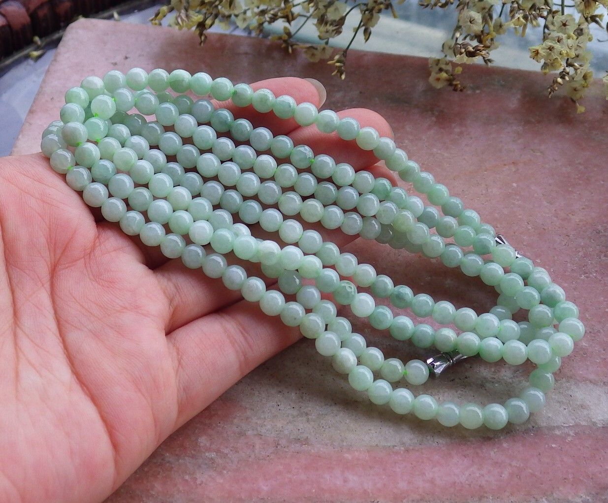 1 Pc Green Yellow 100% A JADE JADEITE Bead Beads Necklace 22 inches 5mm 292724