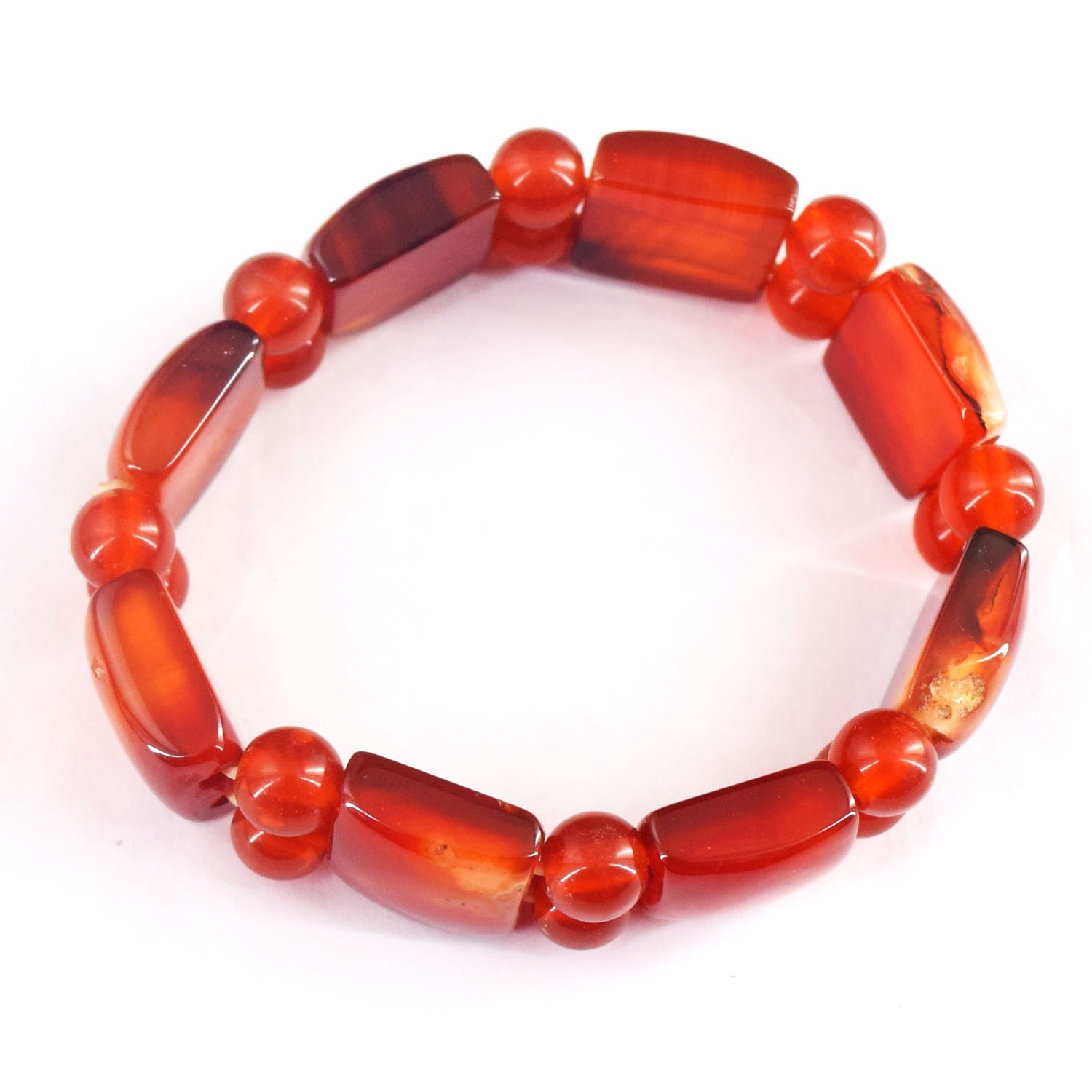 Excellent Orange Onyx 157.00 Cts Wonderful Stretchable Bracelet Beaded RK 46E812