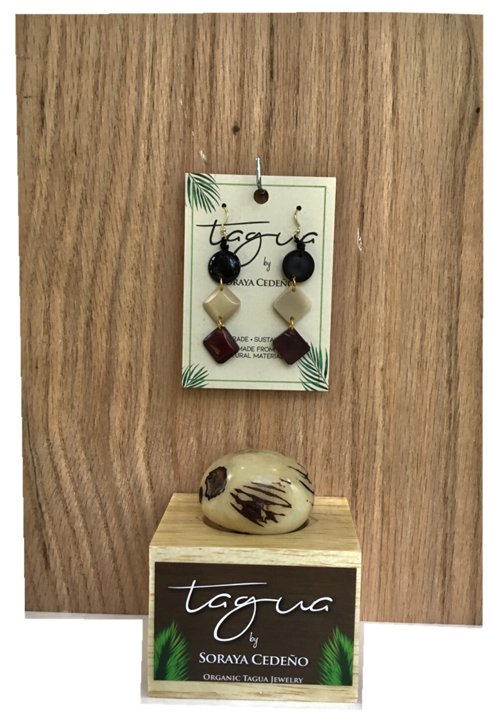 Tagua Nut Jewelry By Soraya Cedeno, Earring, Ludy, multi brown