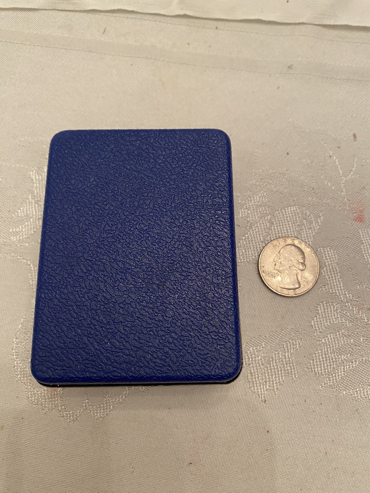 Vintage SIR LANCELOT Faux Leather Blue Jewelry Box Blue Velvet Liner
