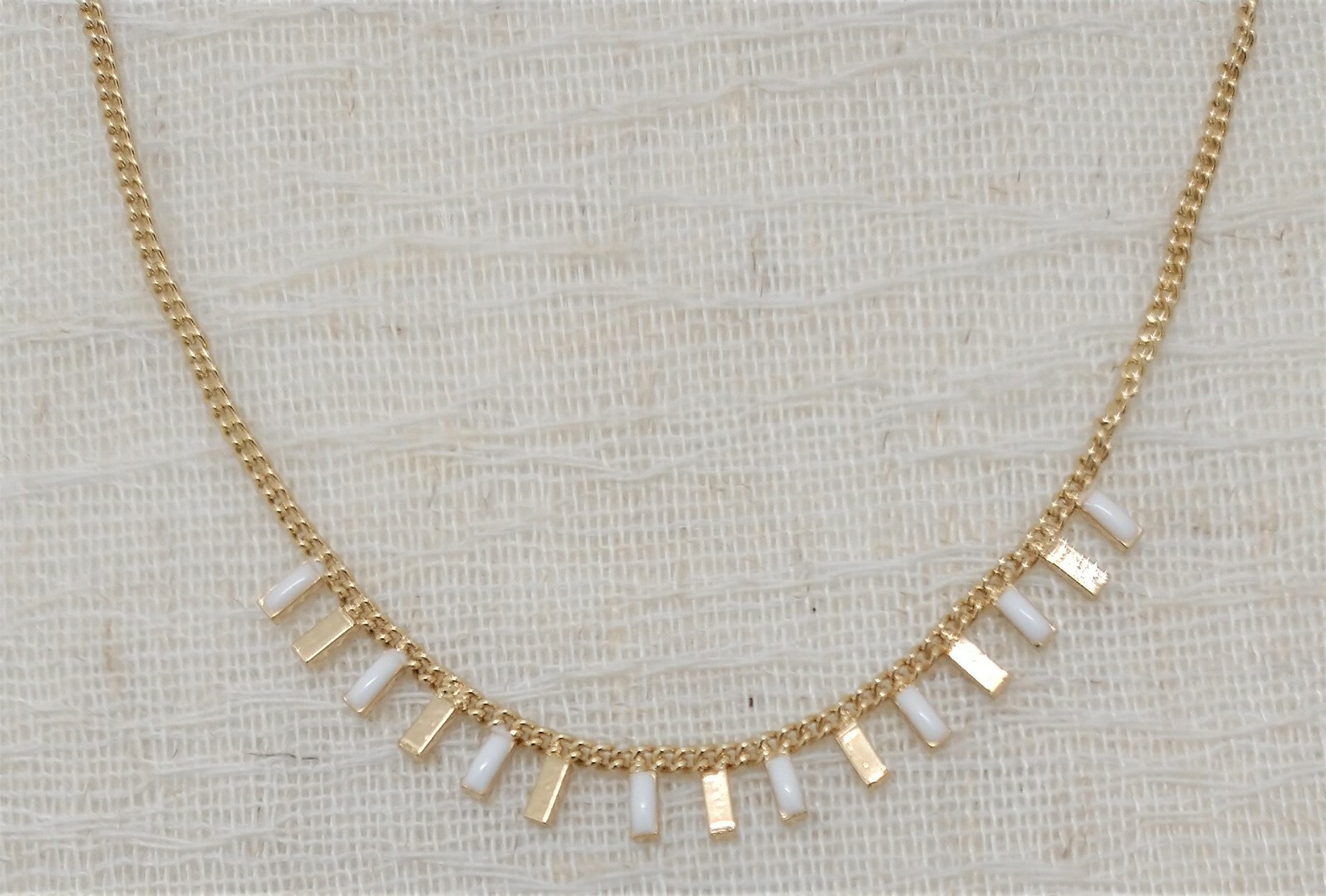 A New Day chain necklace with white enamel accents gold color Free Shipping