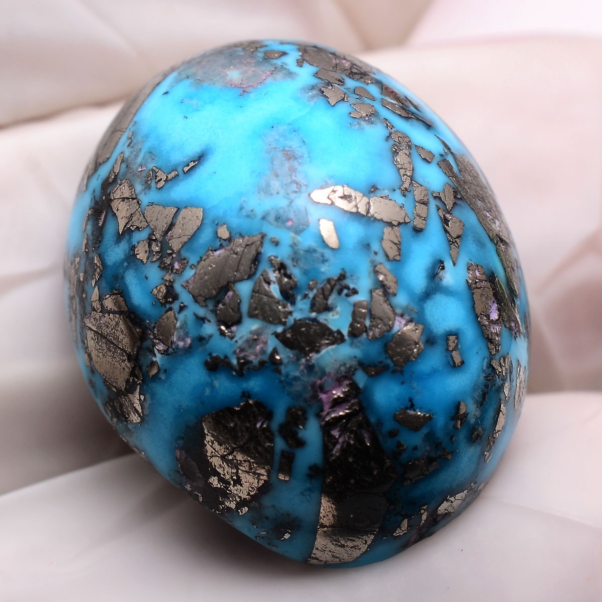 Metallic Matrix~ 44.40 Cts Natural Persian Turquoise AAA Grade Cabochon Gemstone