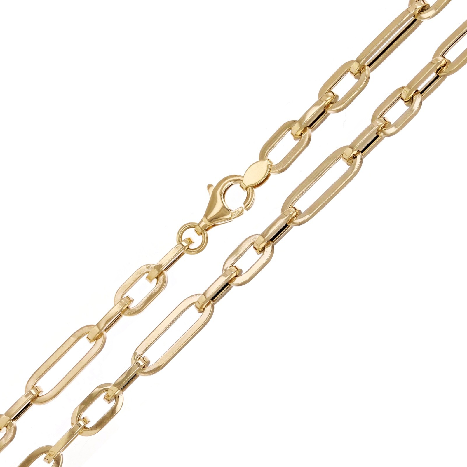 Italian 14k Yellow Gold Hollow Paper Clip Chain Necklace 17.75″ 4.2mm 6.4 grams