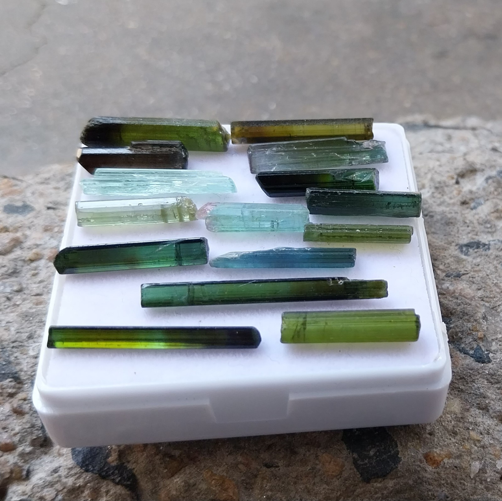 38 Carat 15 to 30 MM Natural Multi Tourmaline Raw Rough Pencil 15 Piece Lot