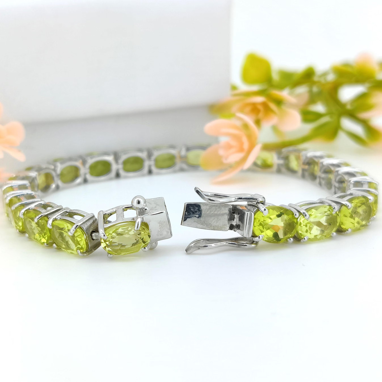 Lemon Topaz Tennis Bracelet: Oval 8x6mm Sterling Silver November Birthstone