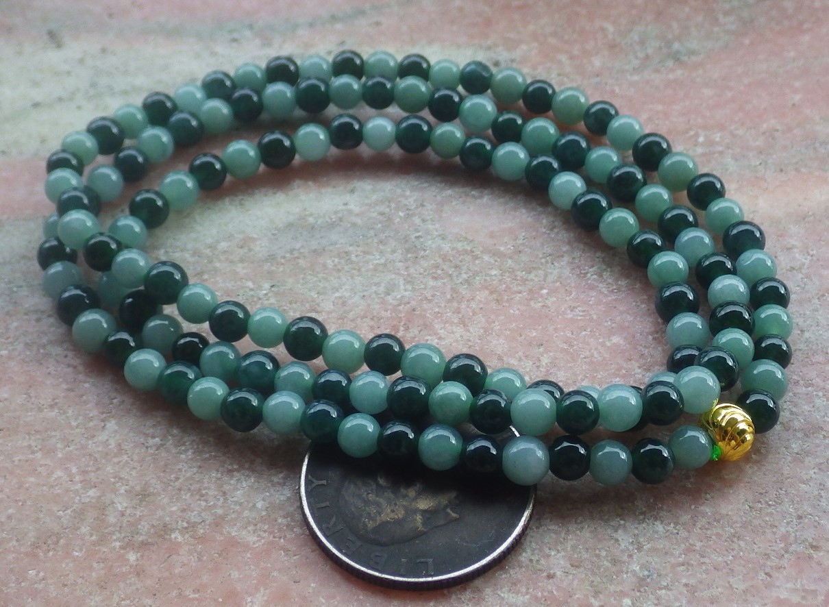 1pcs Green Burma 100% A JADE Jadeite beads bead Necklace 5mm 22 inches 711373