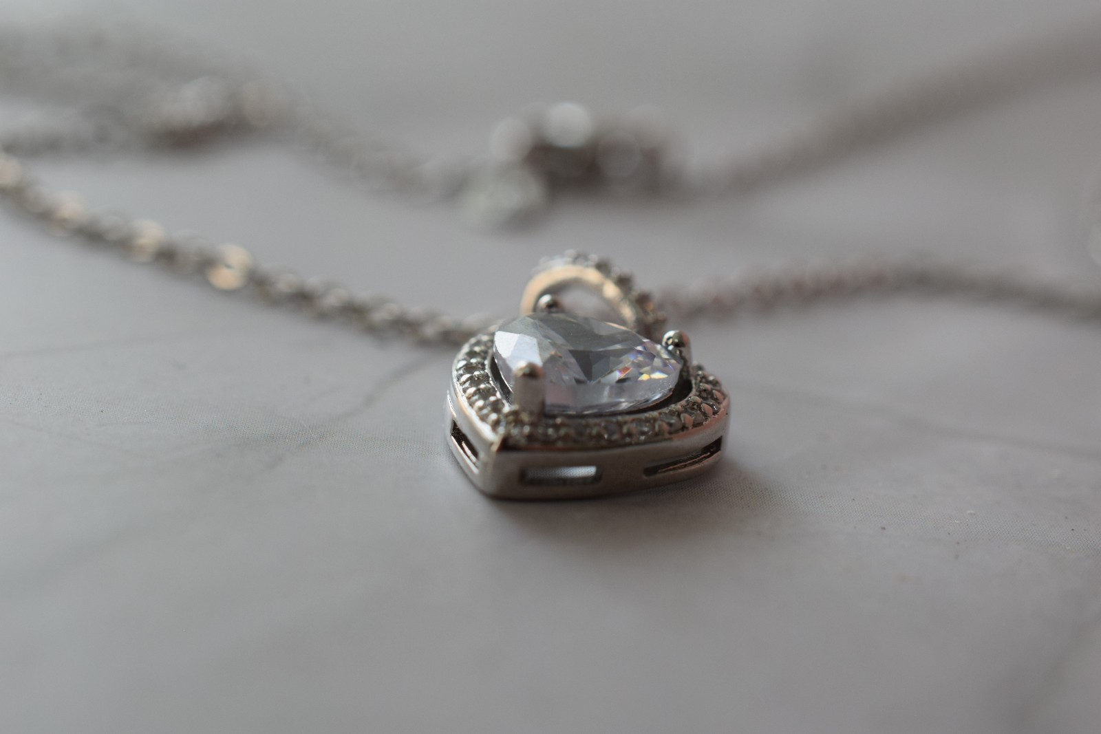 S925 Sterling Silver & CZ Heart Pendant Necklace + Personalised Gift Box