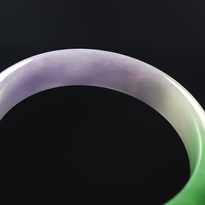 59mm Lavender Purple Green Jadeite Jade Bangle Bracelet Burma Jadeite 12511
