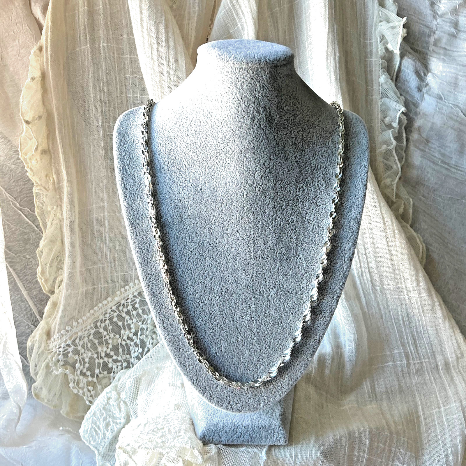 VicenzaSilver Sterling 28″ Pailette Link Designer Necklace, 12.45 grams