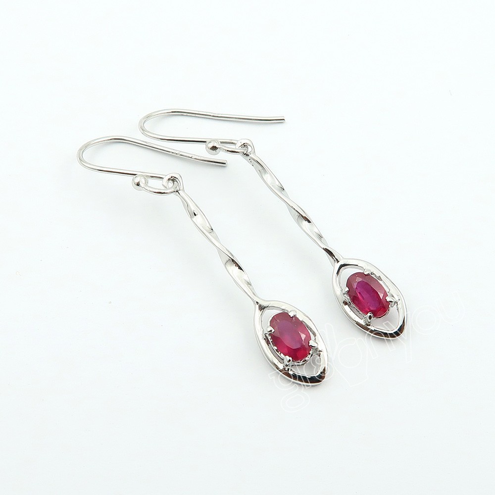 gr8onyou faceted red ruby earrings for women made of real 925 silver