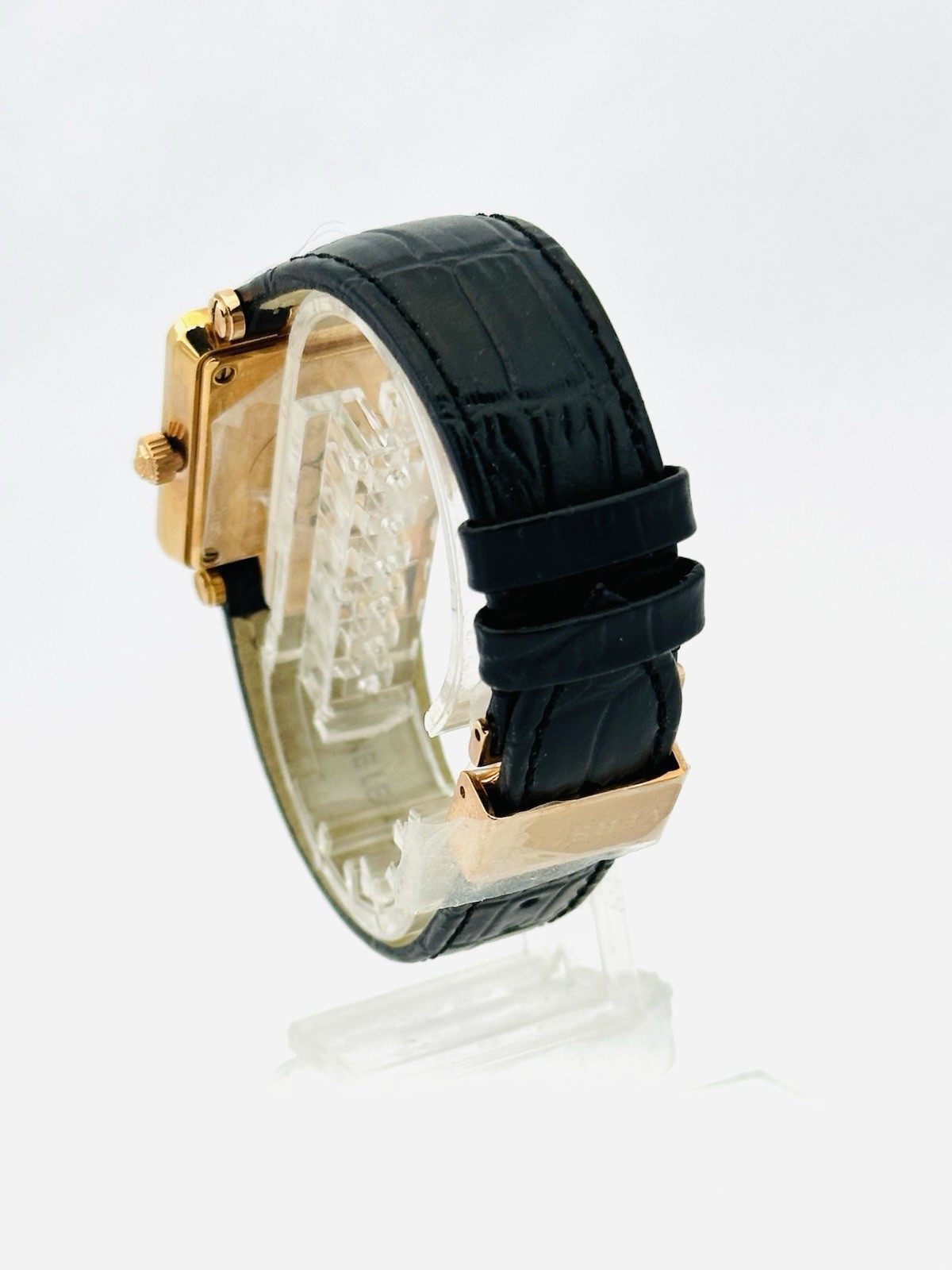 Versace Women’s 88Q80SD008S009 Rêve Carré Diamonds Black Leather Strap Watch 88Q